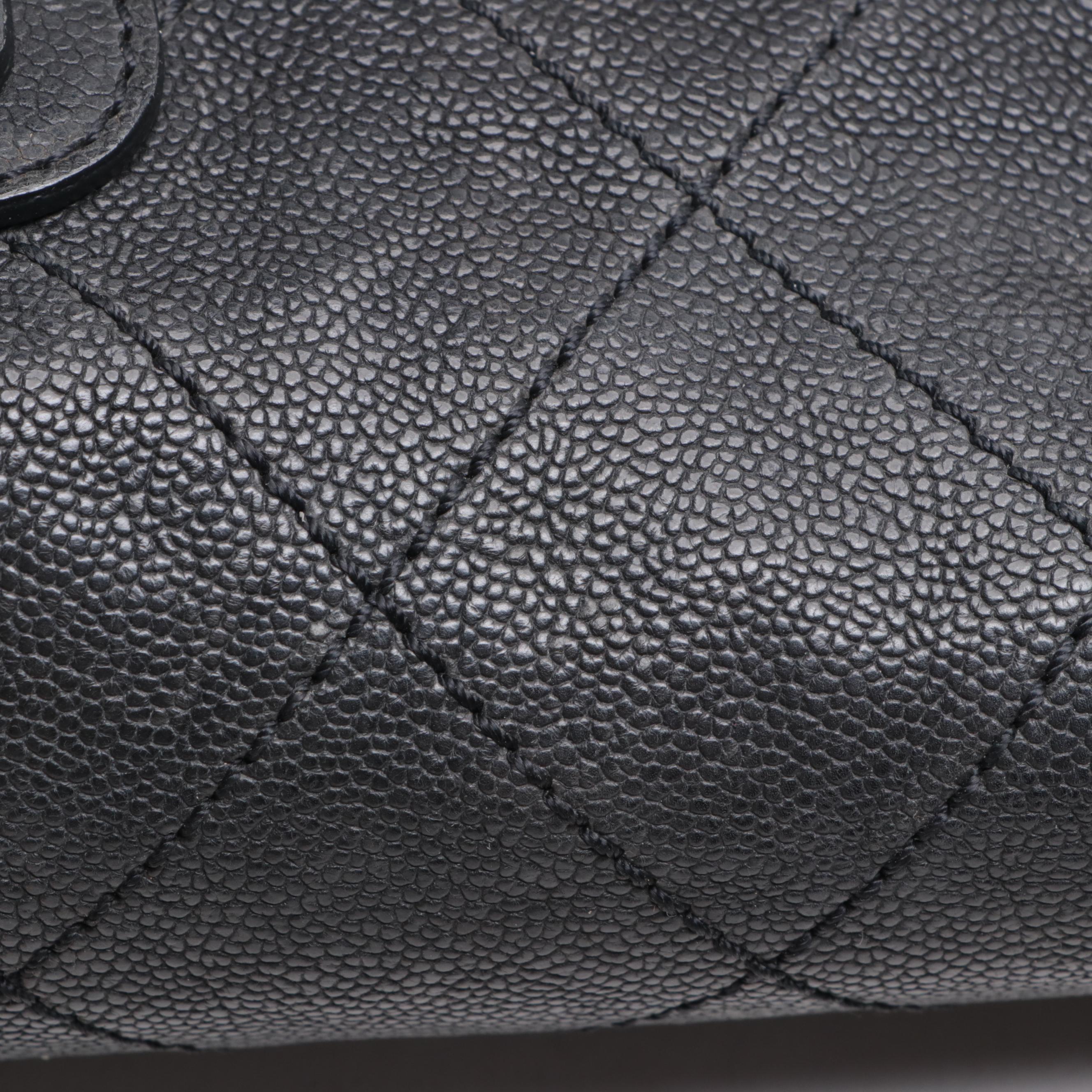Chanel Diamond Stitch Caviar Leather Satchel with CC Logo