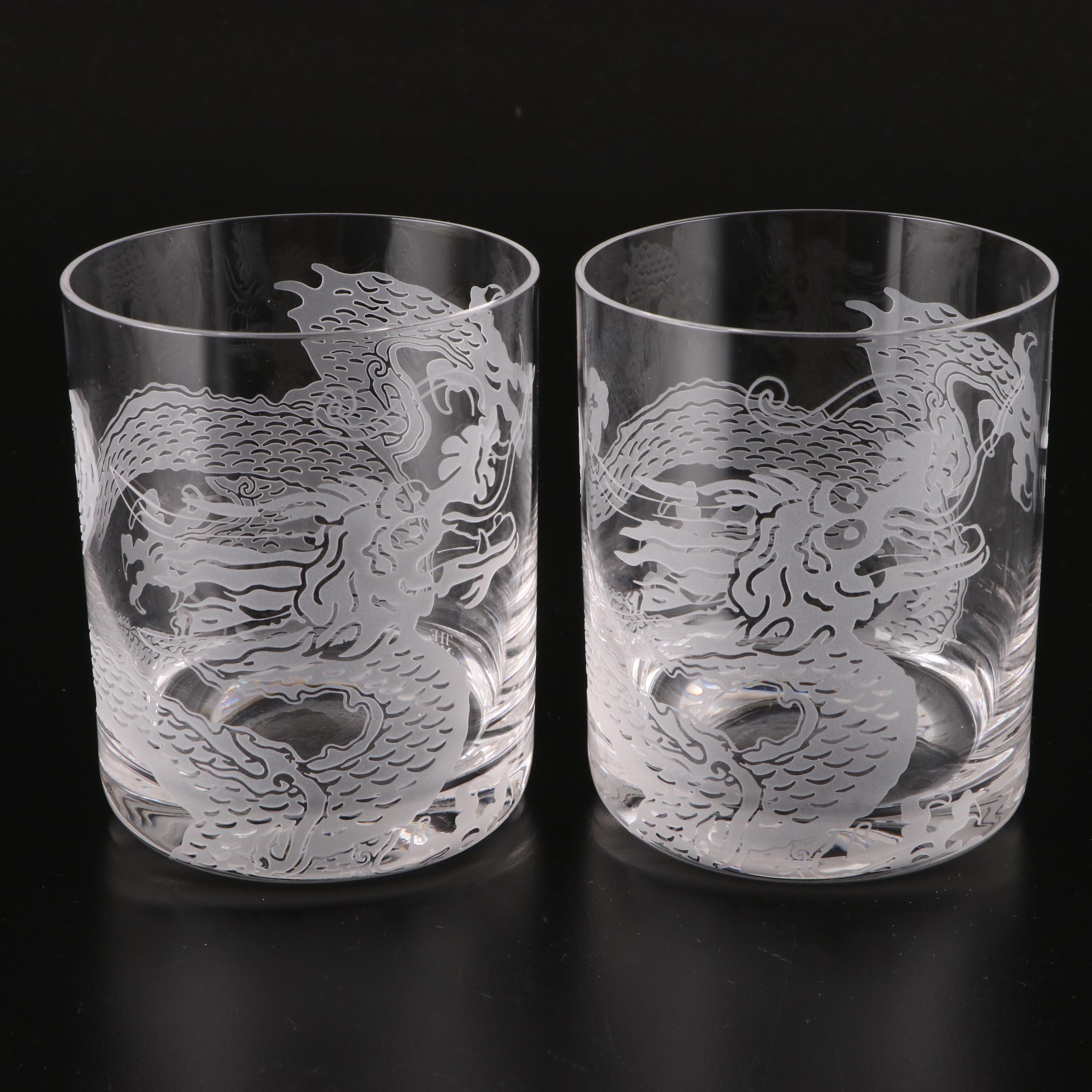 The MET "Asian Motifs" Etched Glass Pitcher and Tumblers