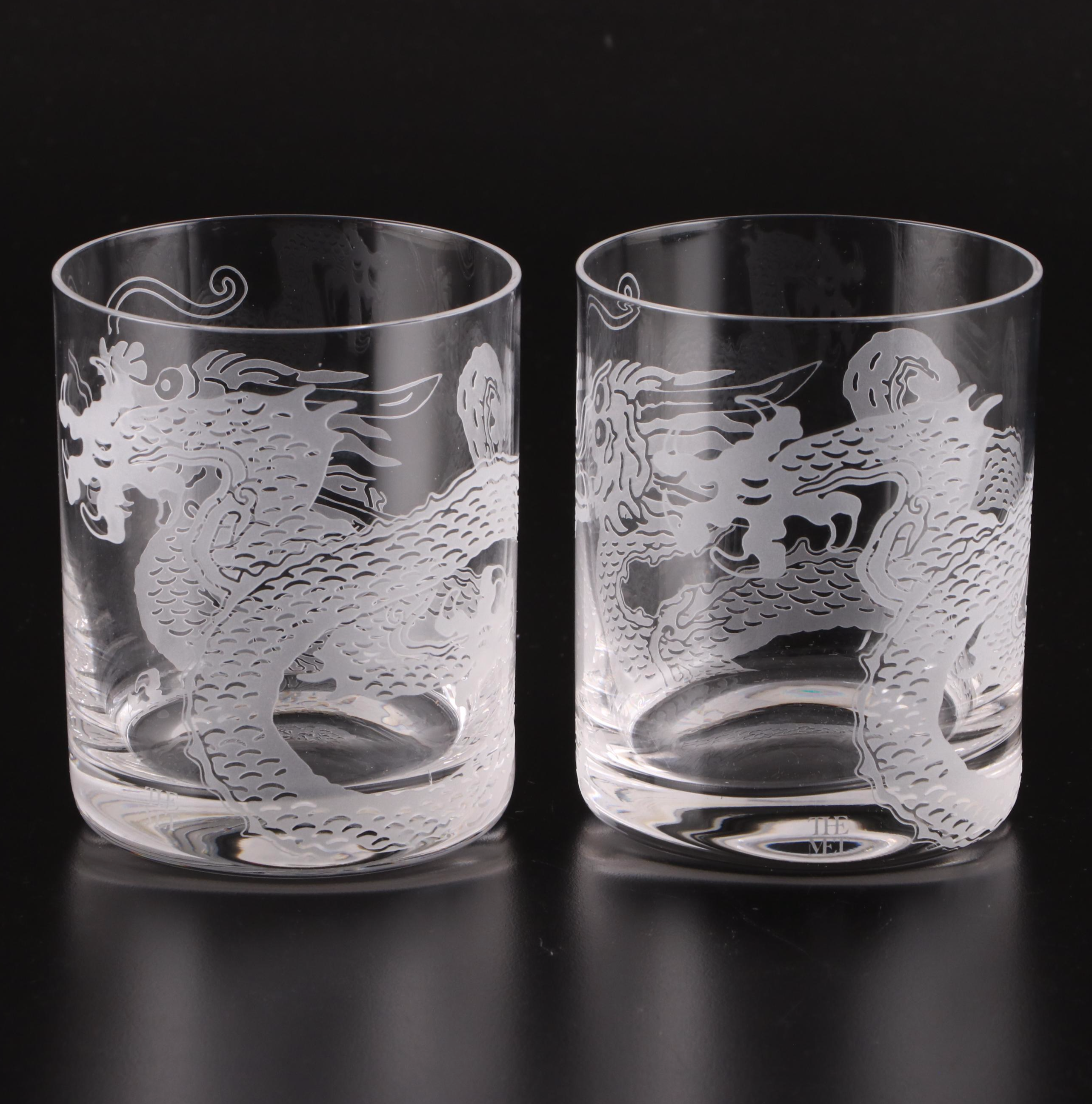 The MET "Asian Motifs" Etched Glass Pitcher and Tumblers