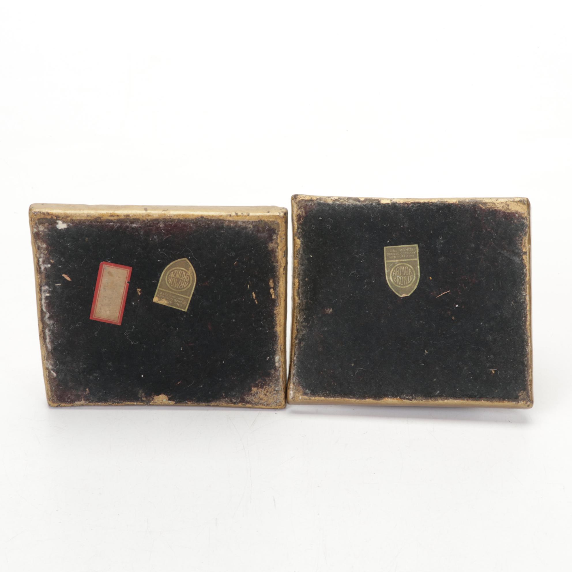 Armor Bronze Bookends with Other Decorative Boxes and Decor, 20th Century