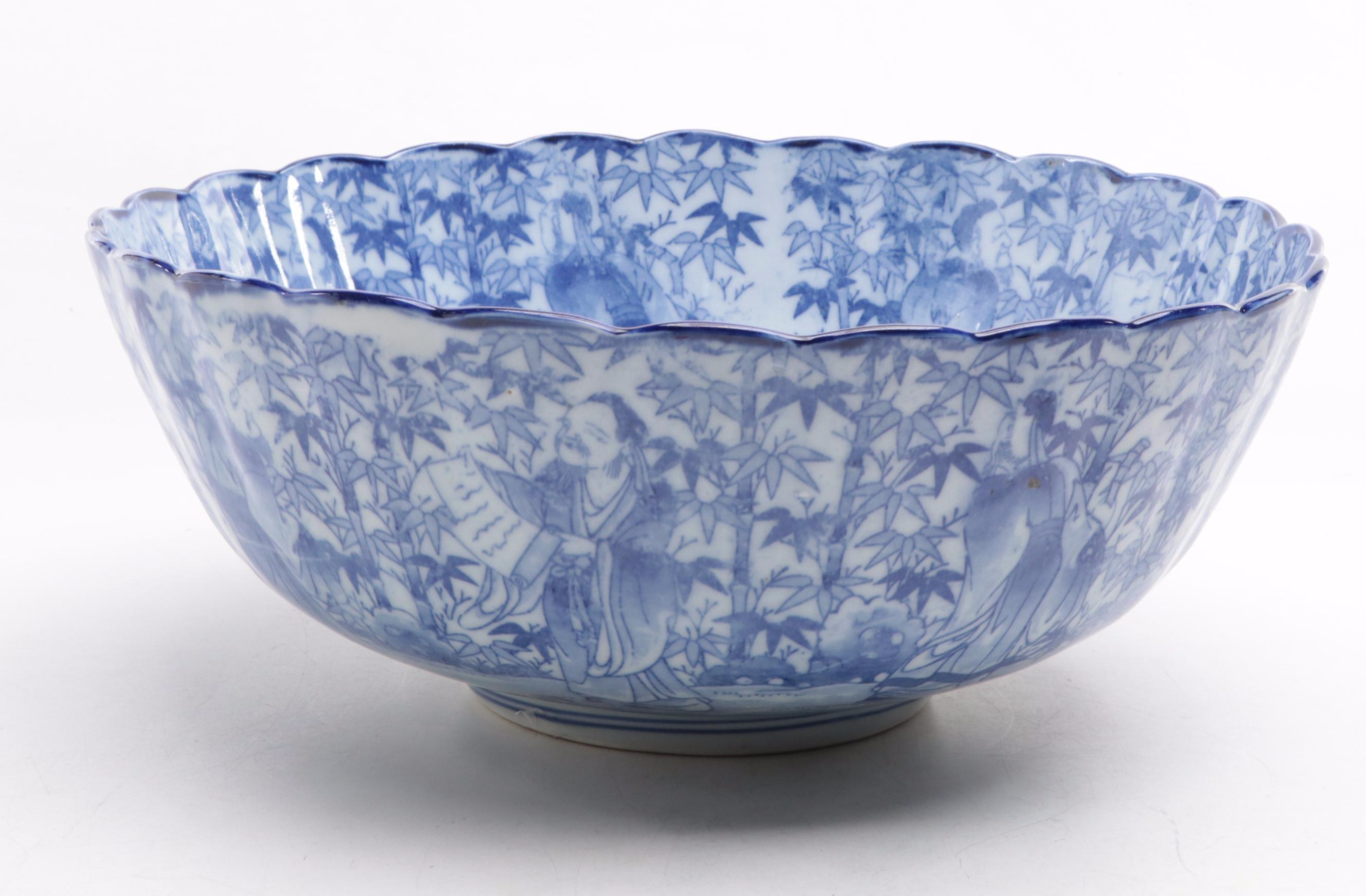 Japanese Blue and White Imari Porcelain Bowl