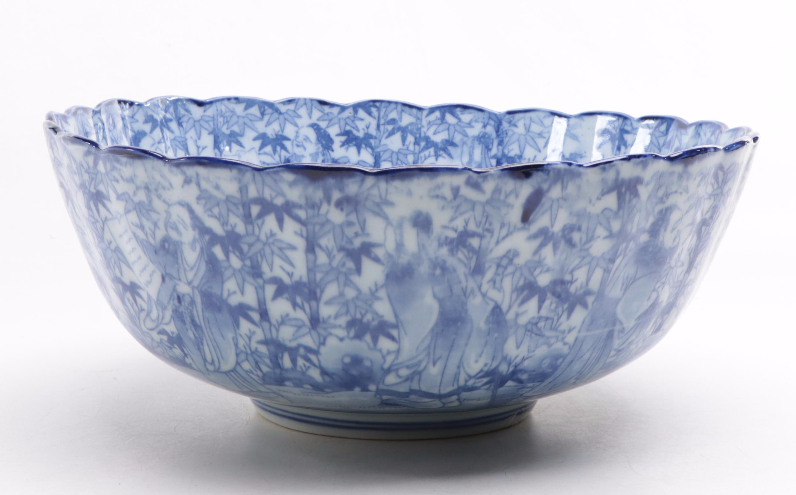 Japanese Blue and White Imari Porcelain Bowl