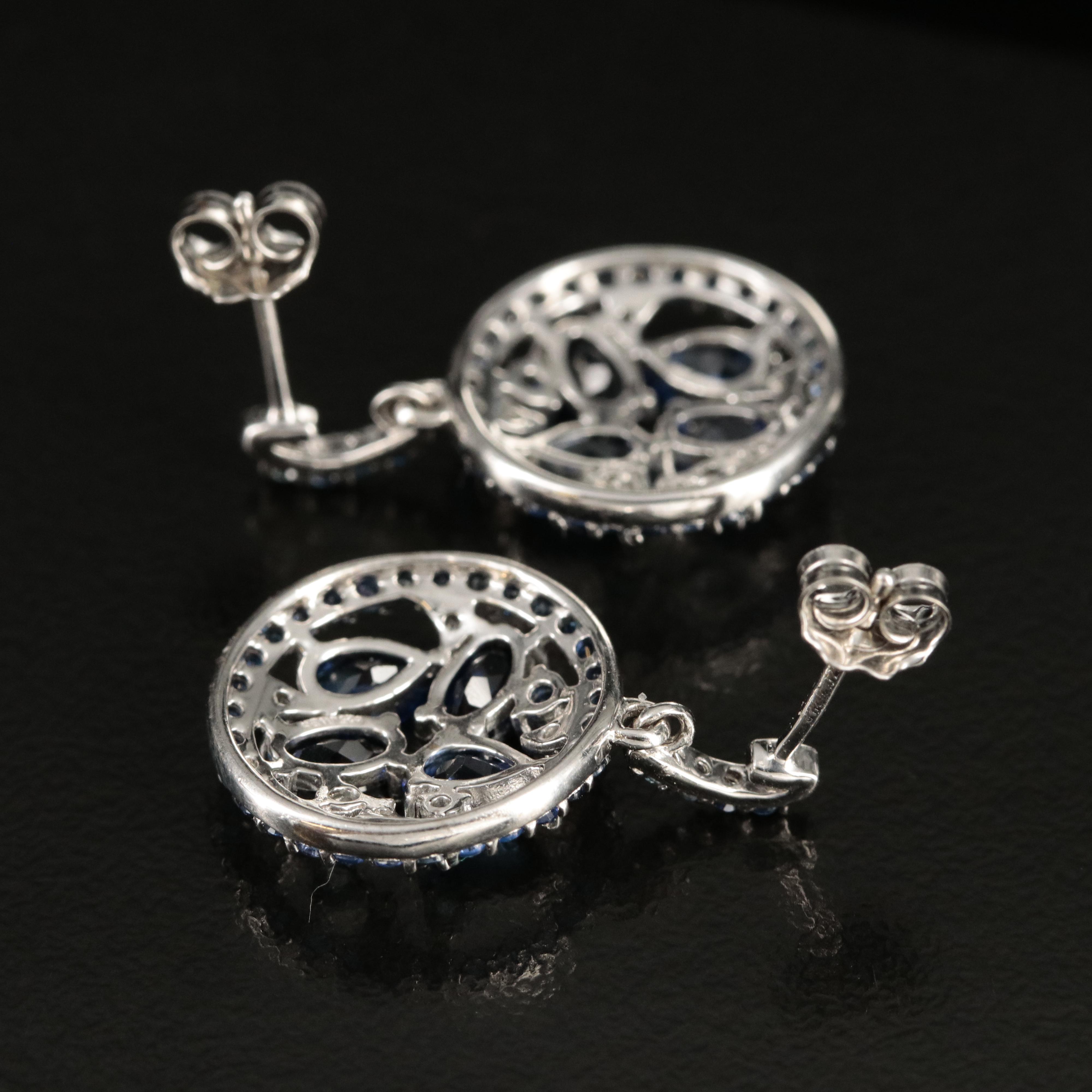 Sterling Blue Sapphire, White Sapphire and Topaz Earrings