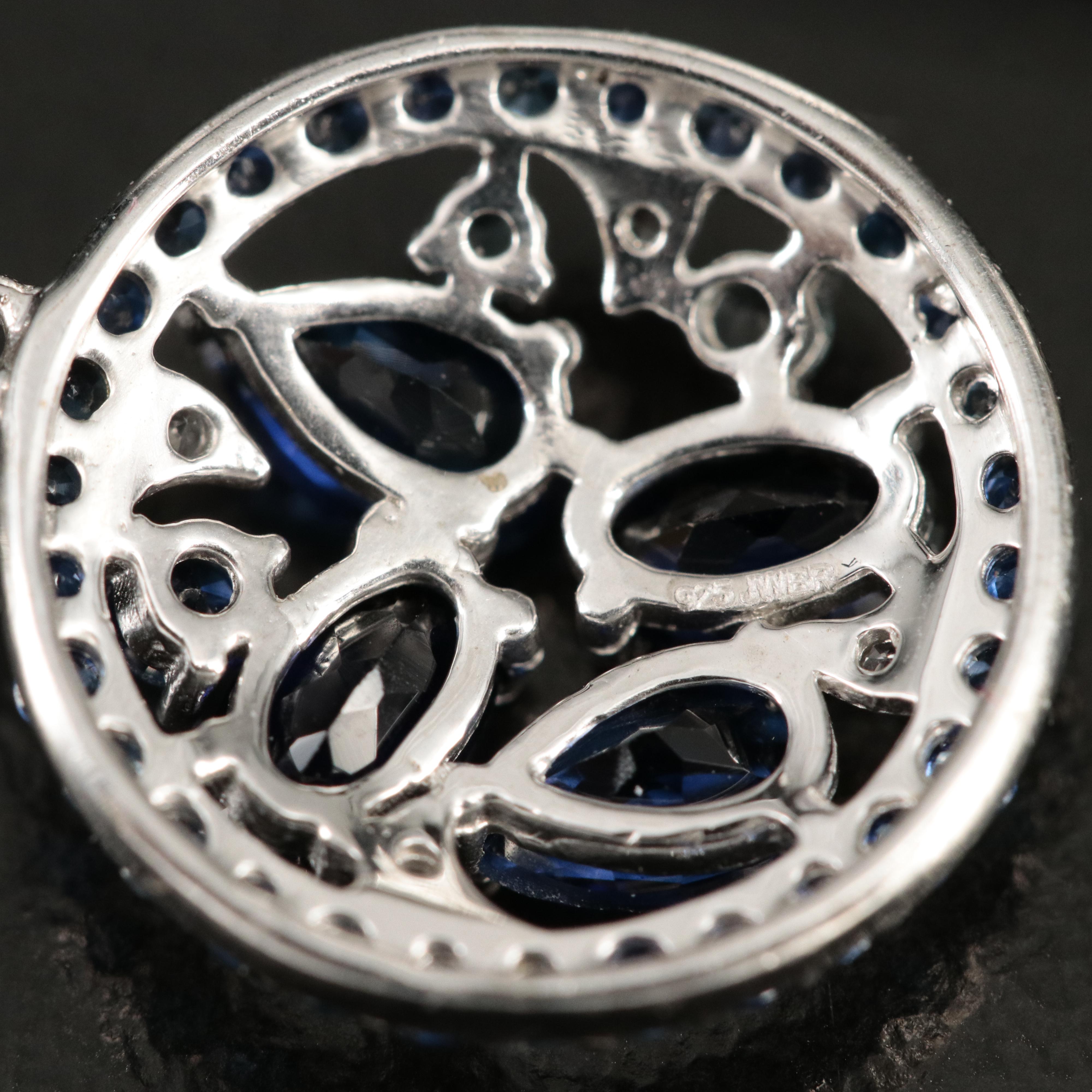 Sterling Blue Sapphire, White Sapphire and Topaz Earrings