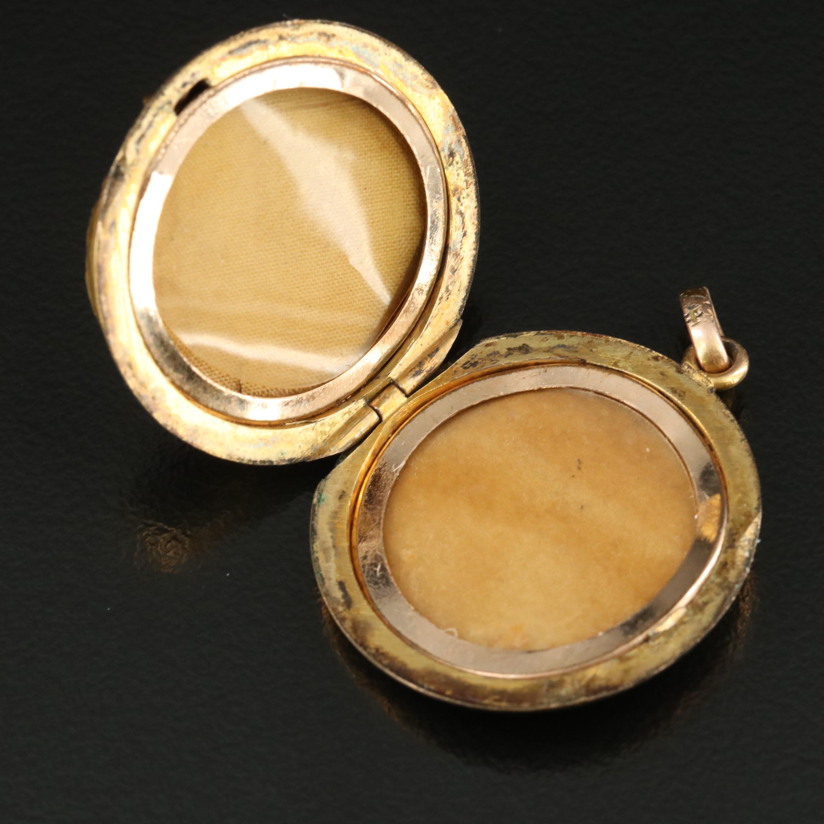 Art Nouveau Repoussé Japanese Lady Locket Pendant