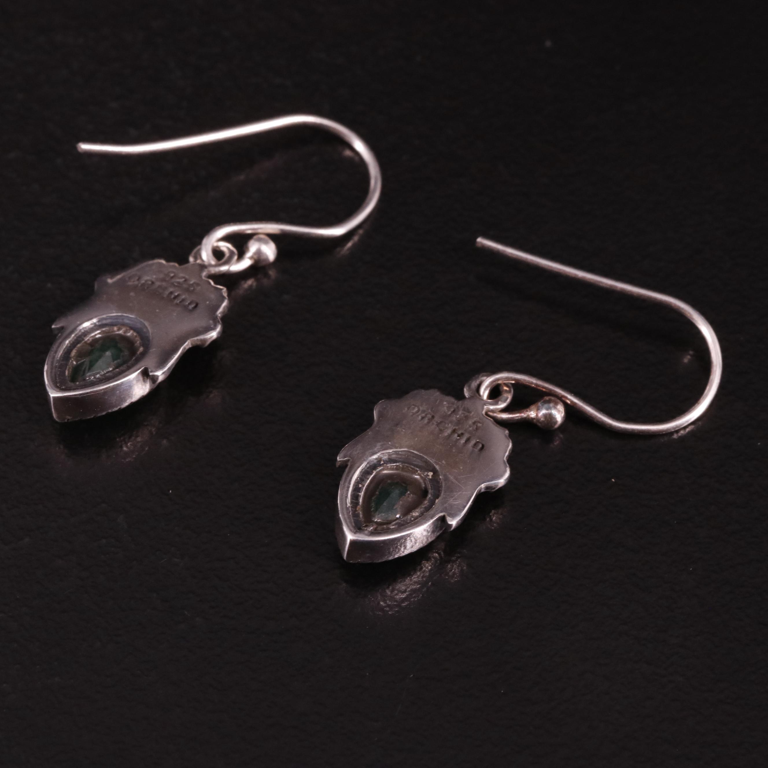 Sterling Emerald Drop Earrings