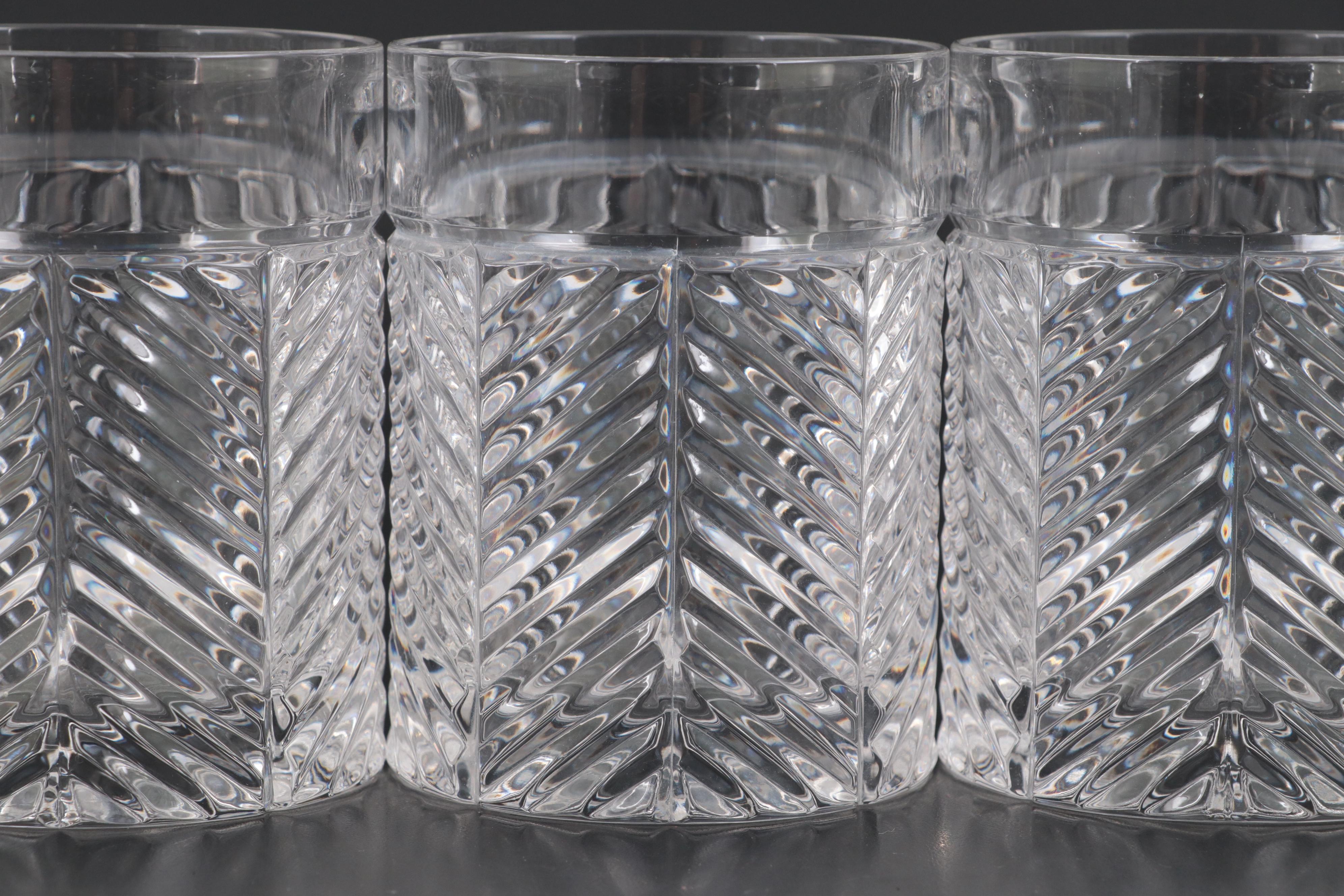 Ralph Lauren Crystal "Herringbone" Double Old Fashioned and Roly Poly Glasses