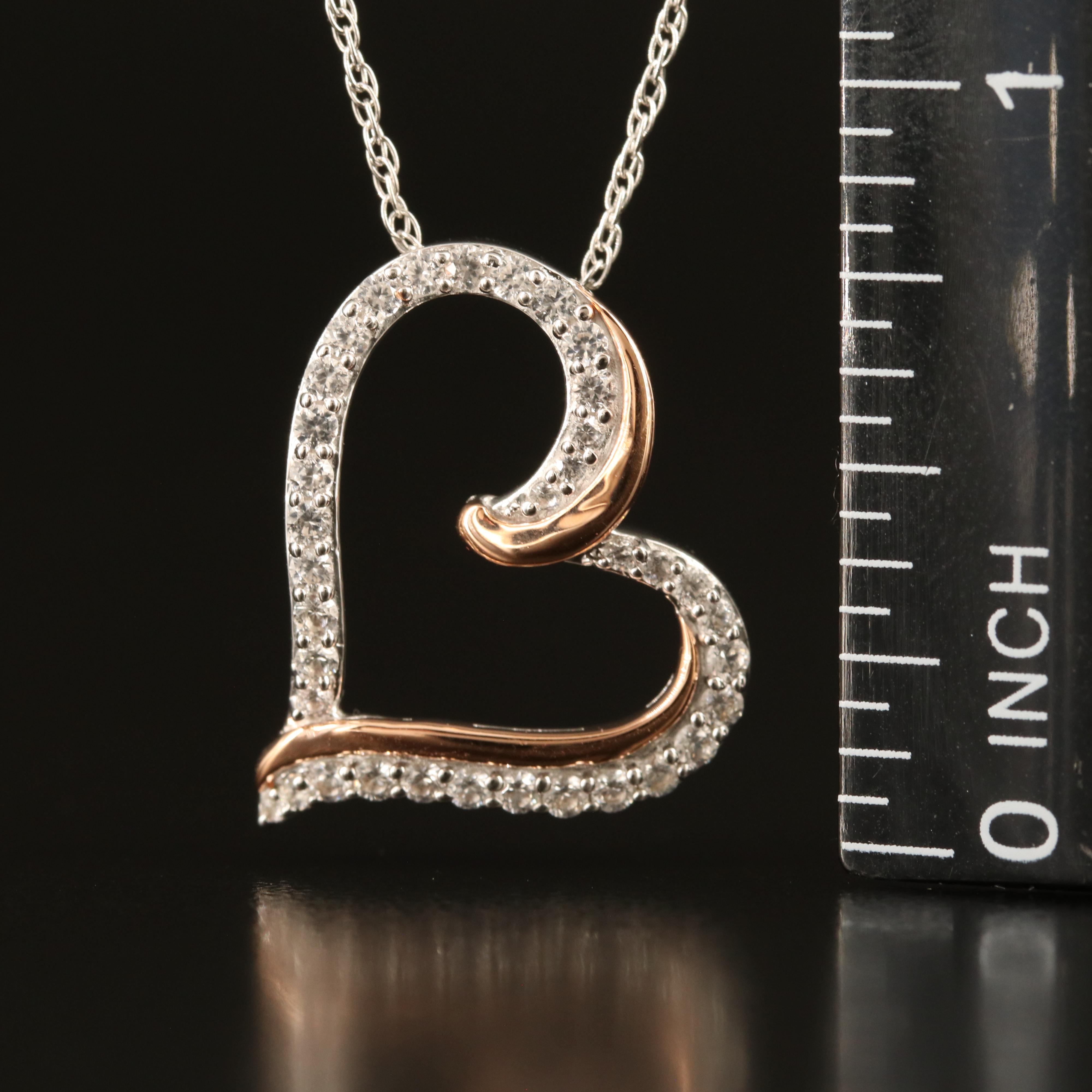 Sterling Sapphire Heart Pendant Necklace