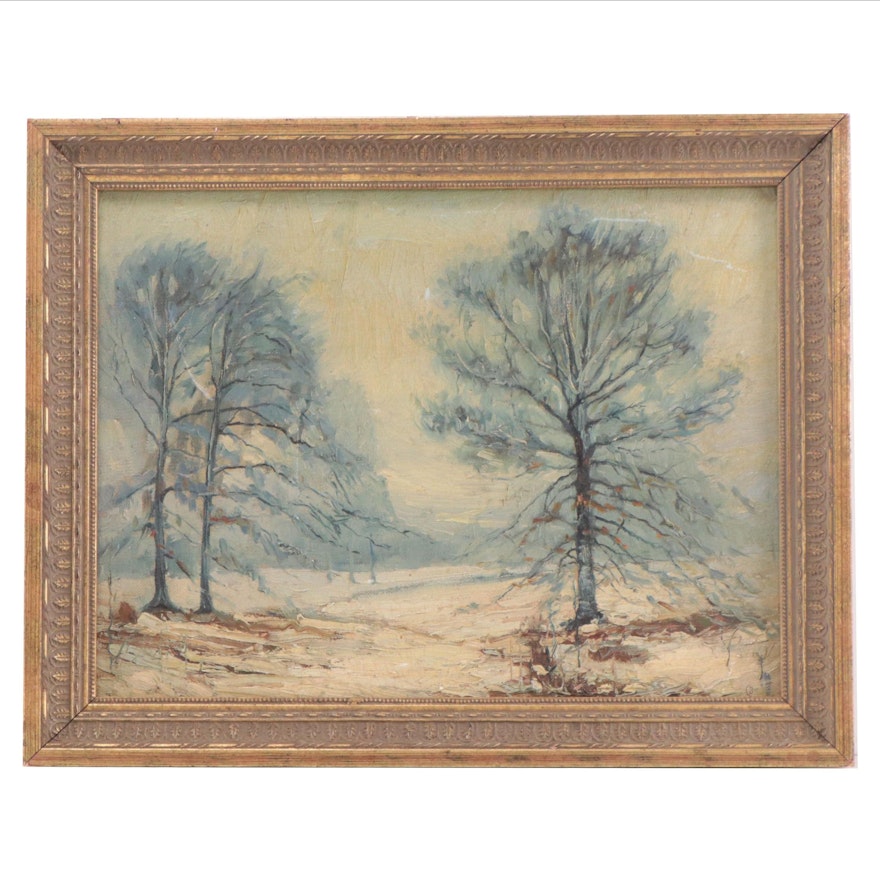 C. W. Boeringer Winter Landscape Oil Painting "Parker Woods"