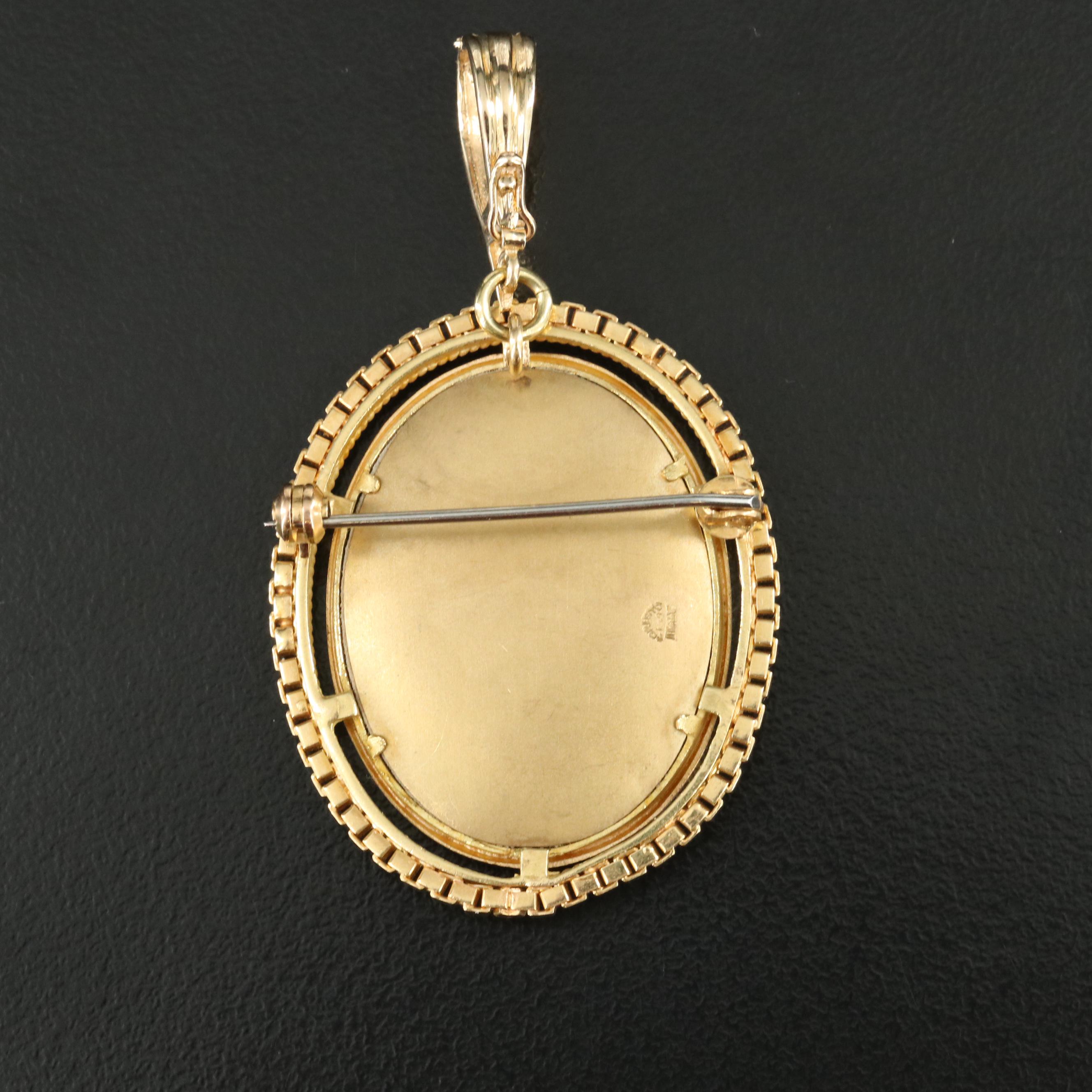 Forletto 18K 0.015 CTW Diamond Mona Lisa Porcelain Portrait Converter Brooch