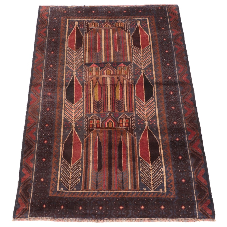 3' x 4'6 Hand-Knotted Afghan Baluch Accent Rug