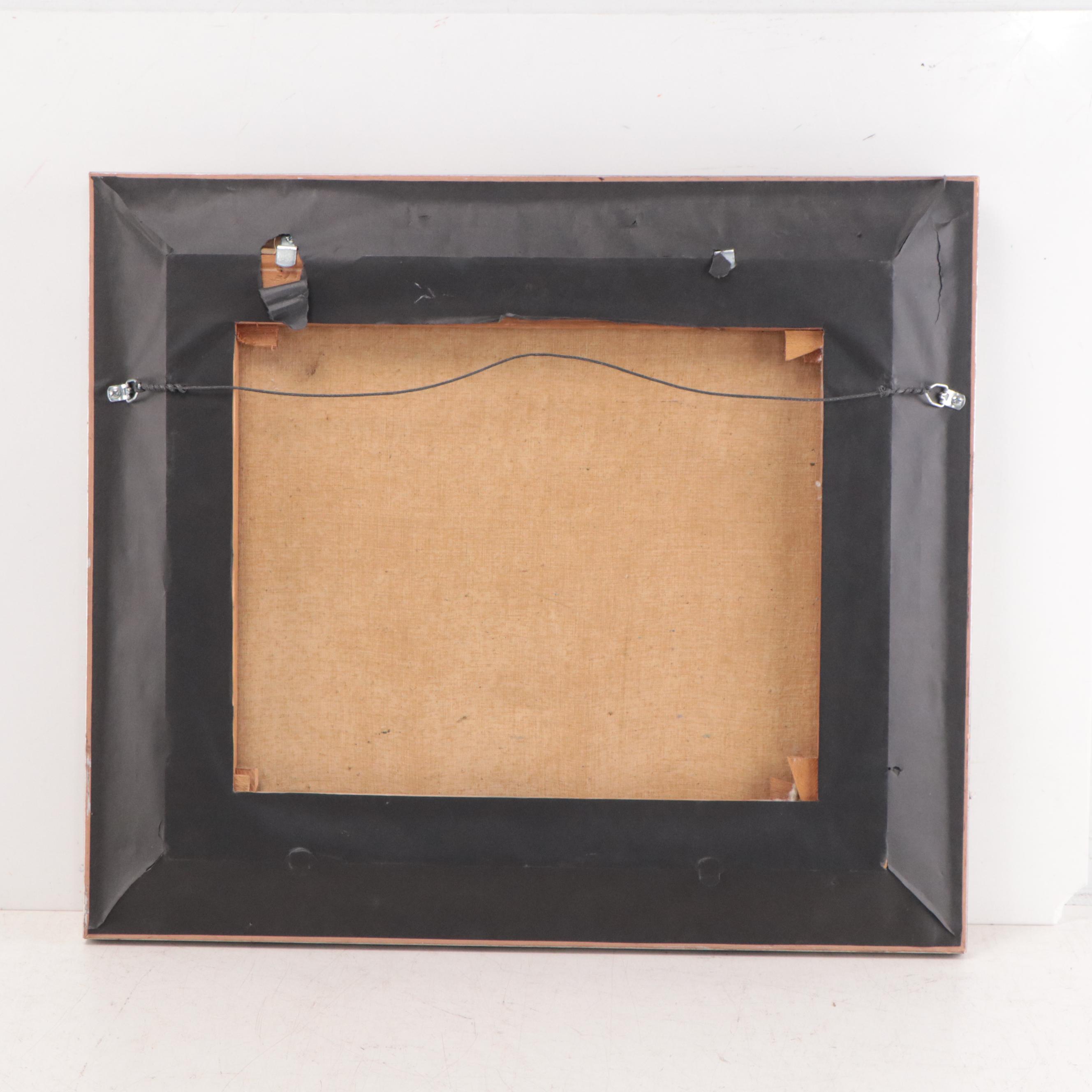 Oil Painting of Figures Walking in Coastal Scene