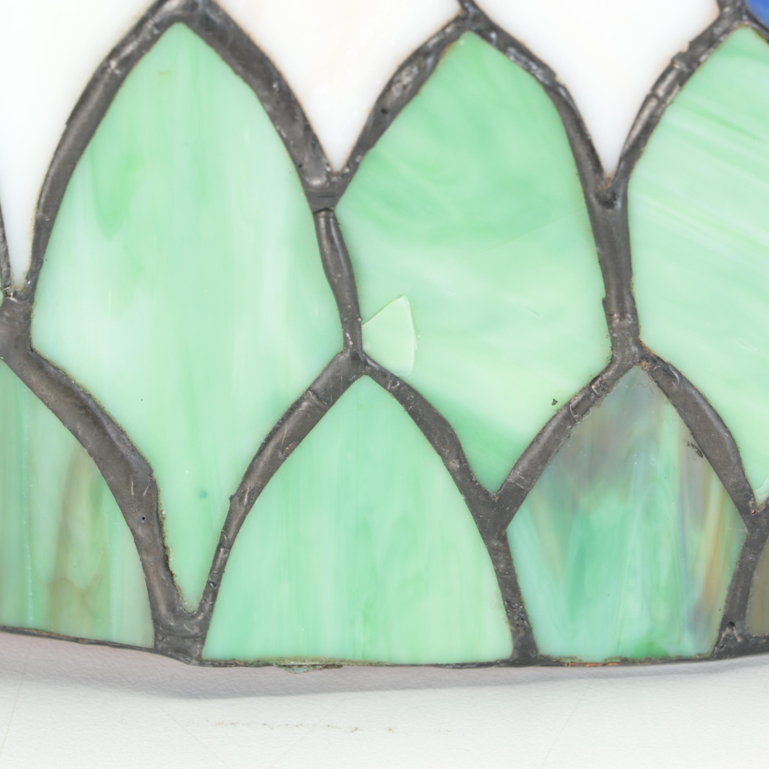 Thomas Kinkade Slag Glass Delphiniums Table Lamp