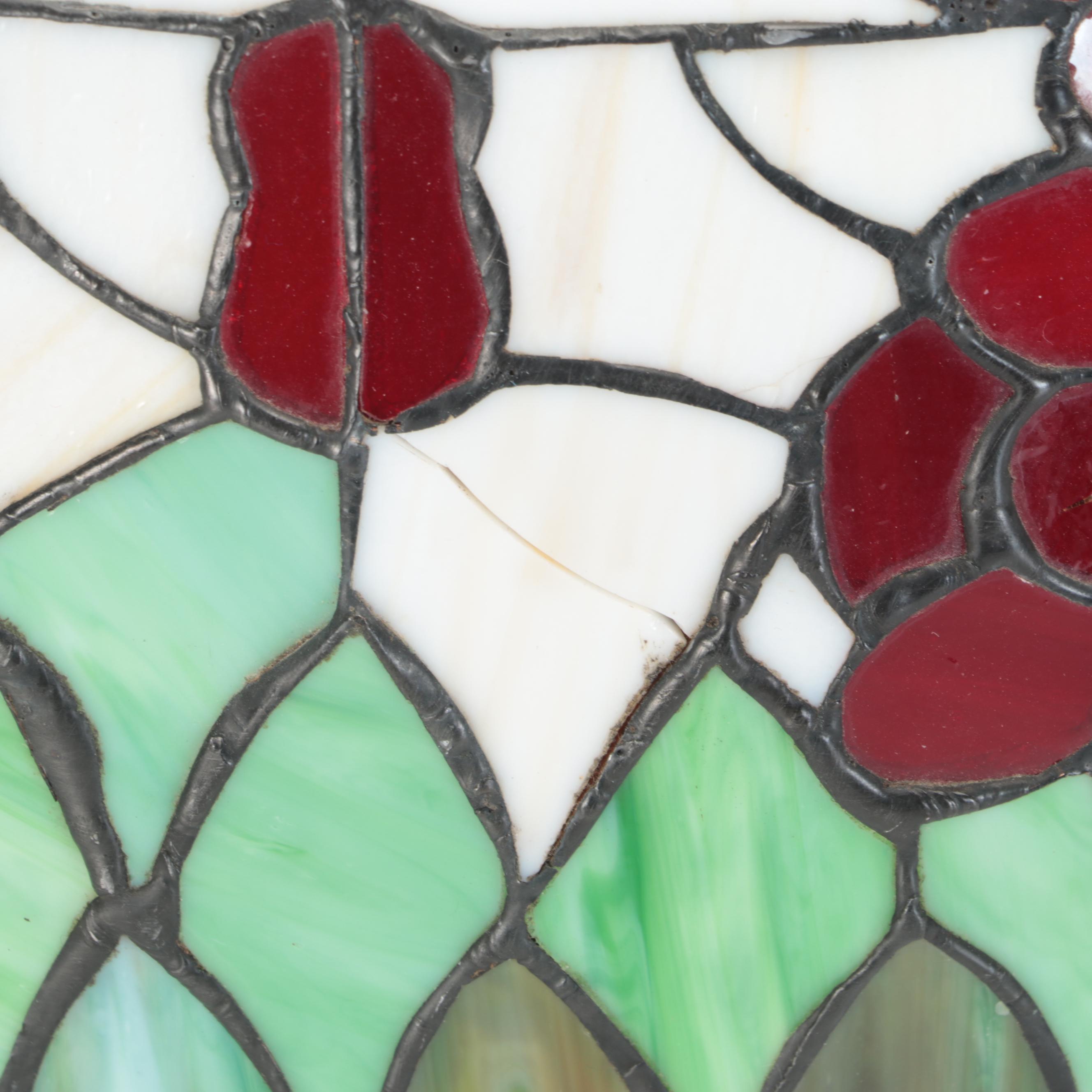 Thomas Kinkade Slag Glass Delphiniums Table Lamp