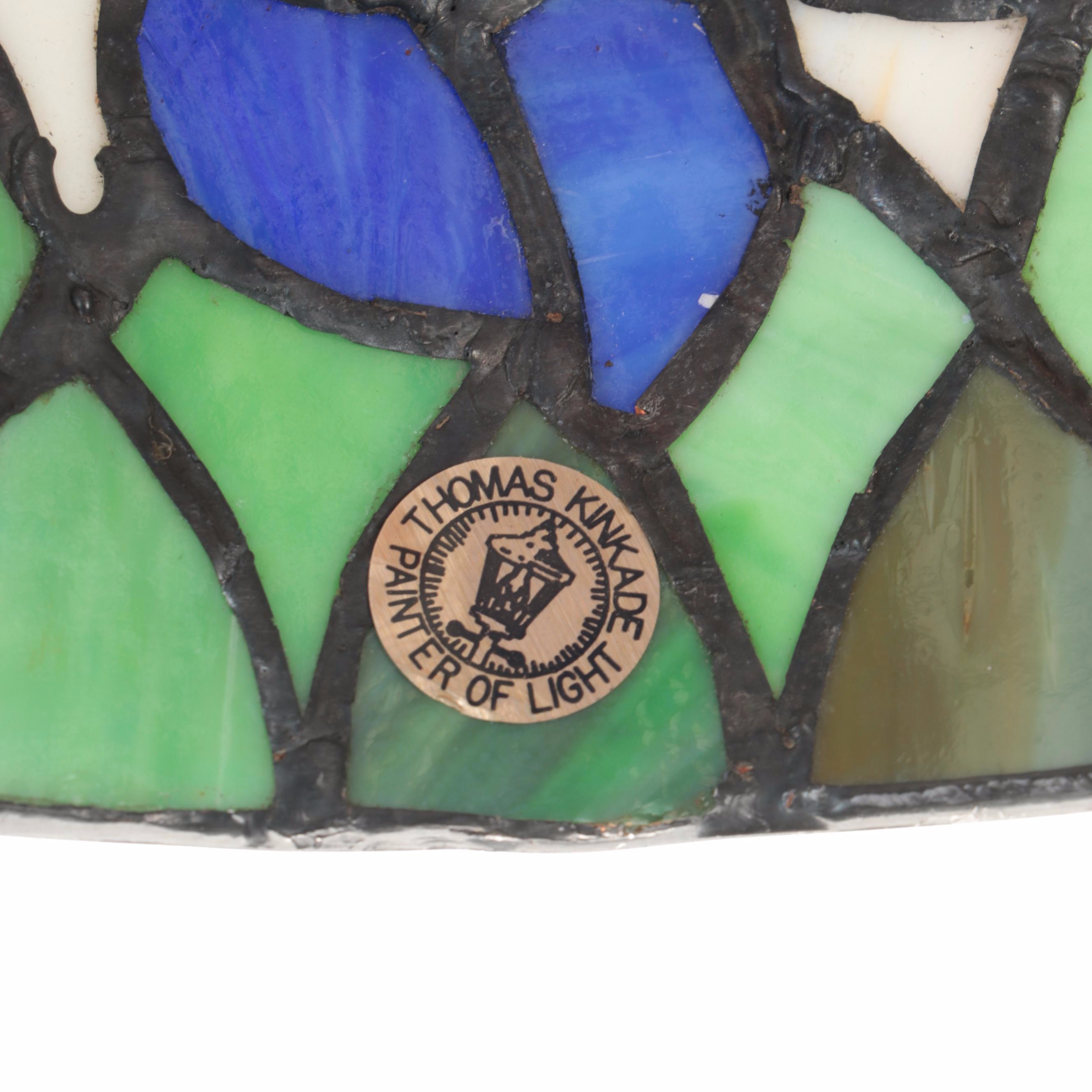 Thomas Kinkade Slag Glass Delphiniums Table Lamp