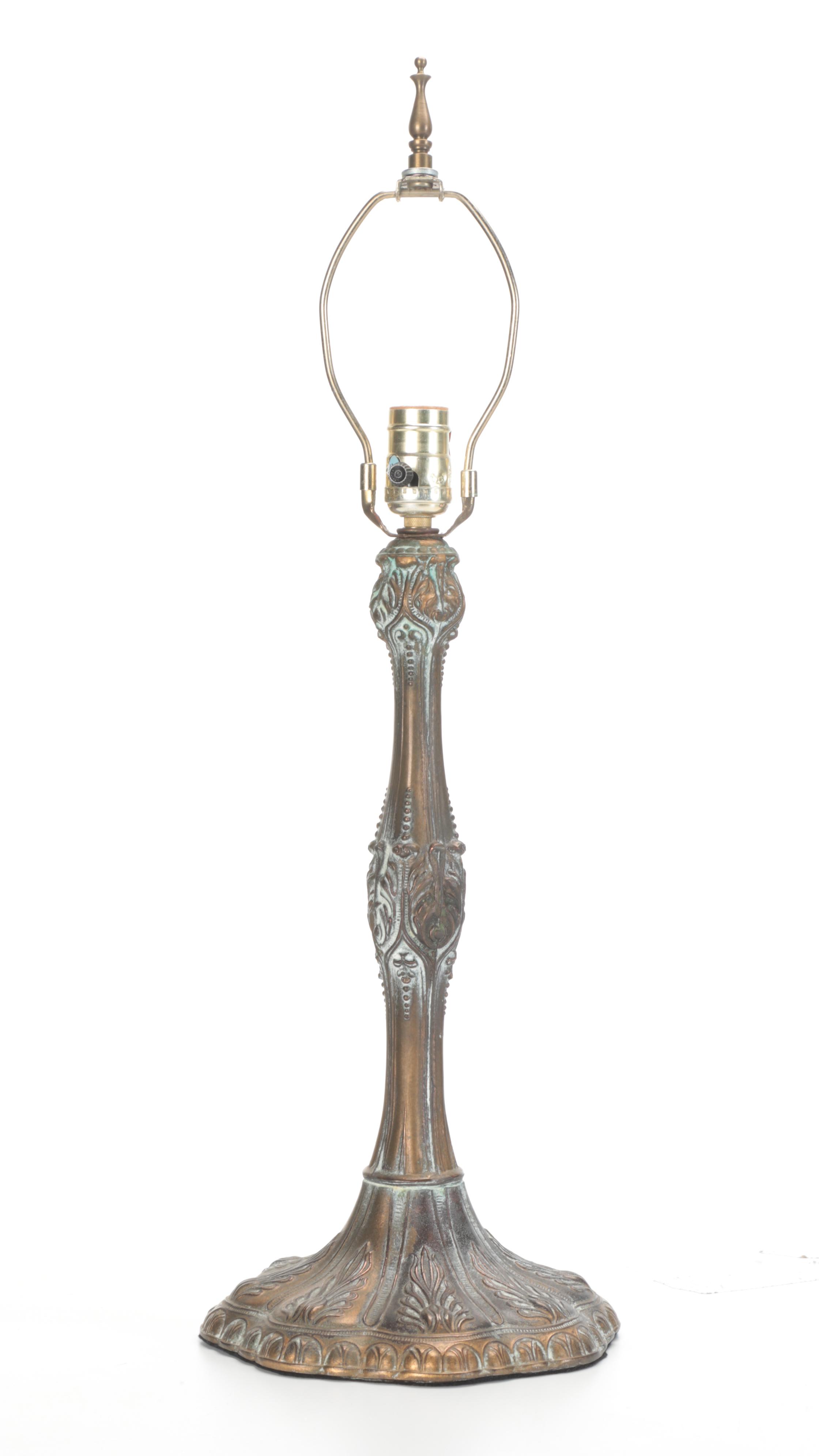 Thomas Kinkade Slag Glass Delphiniums Table Lamp