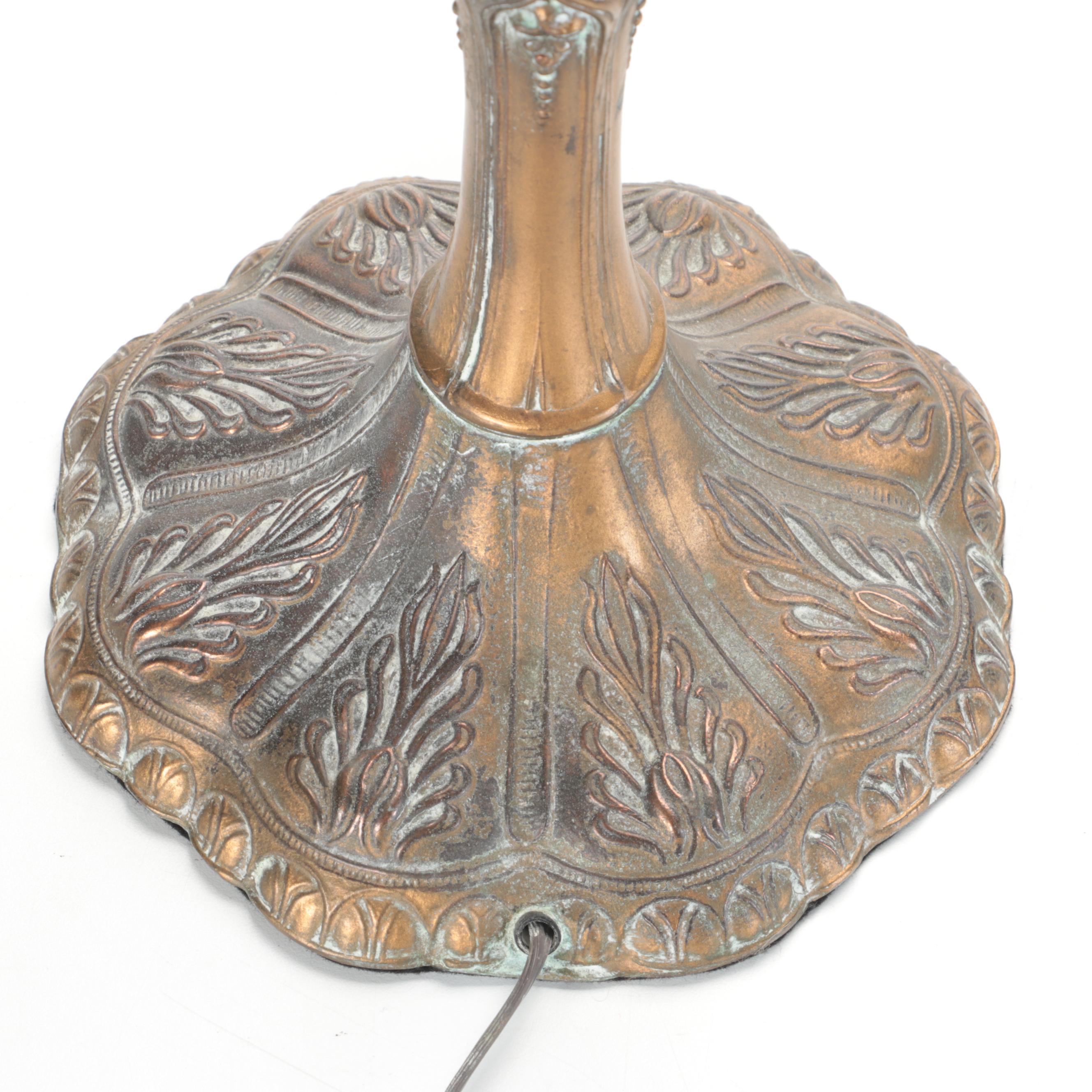 Thomas Kinkade Slag Glass Delphiniums Table Lamp