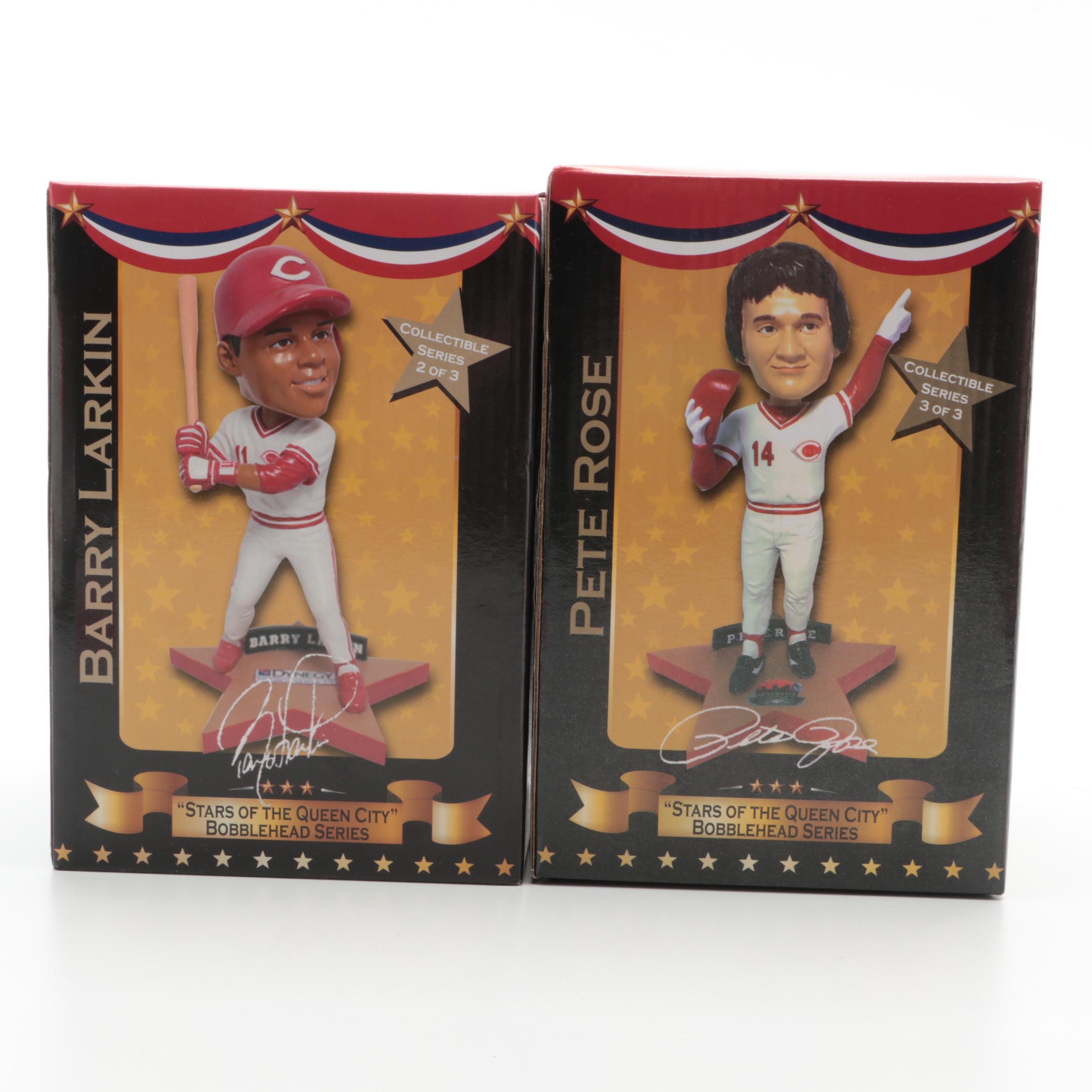 Pete Rose with Other Cincinnati Reds Bobbleheads, Barry Larkin, Billy Hamilton