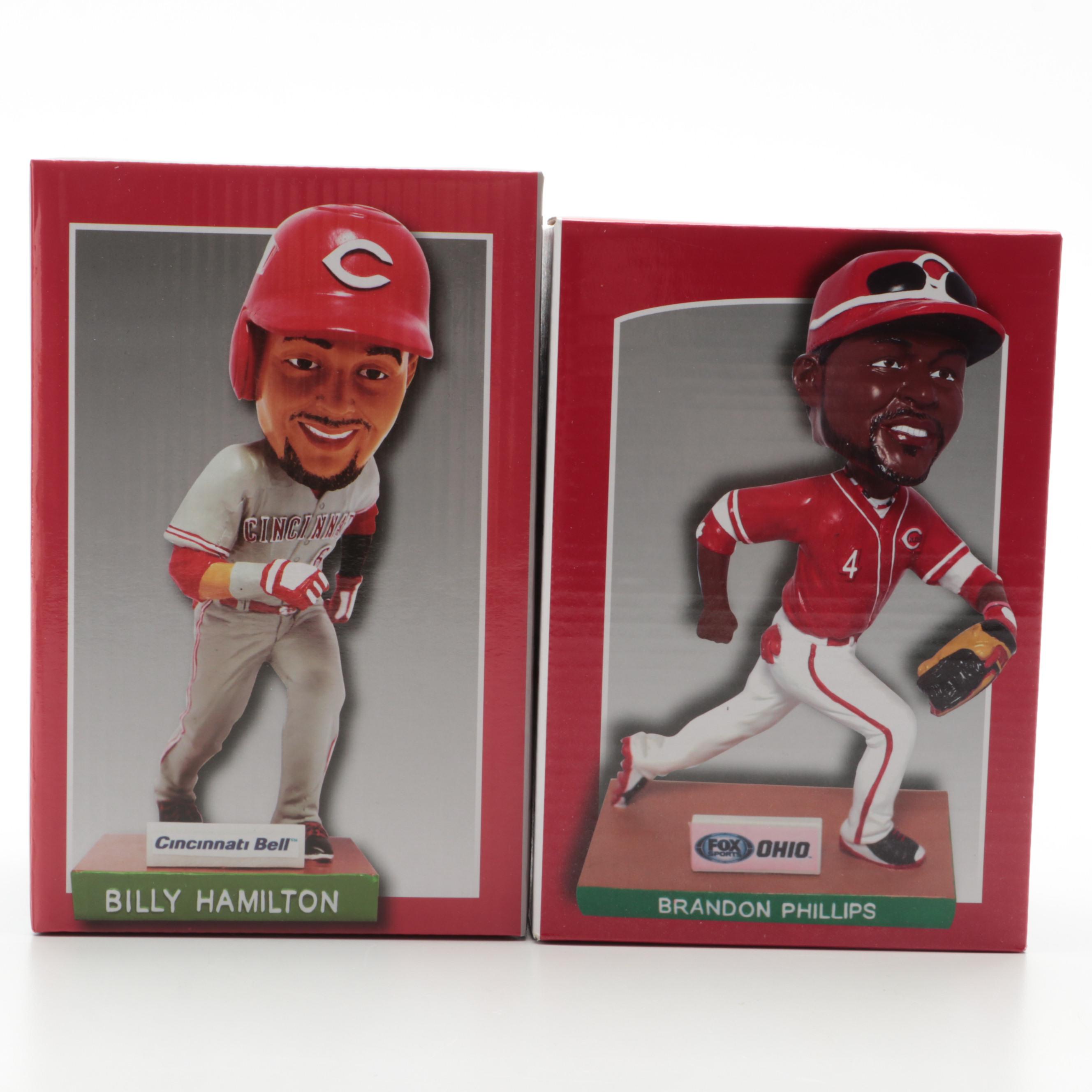 Pete Rose with Other Cincinnati Reds Bobbleheads, Barry Larkin, Billy Hamilton