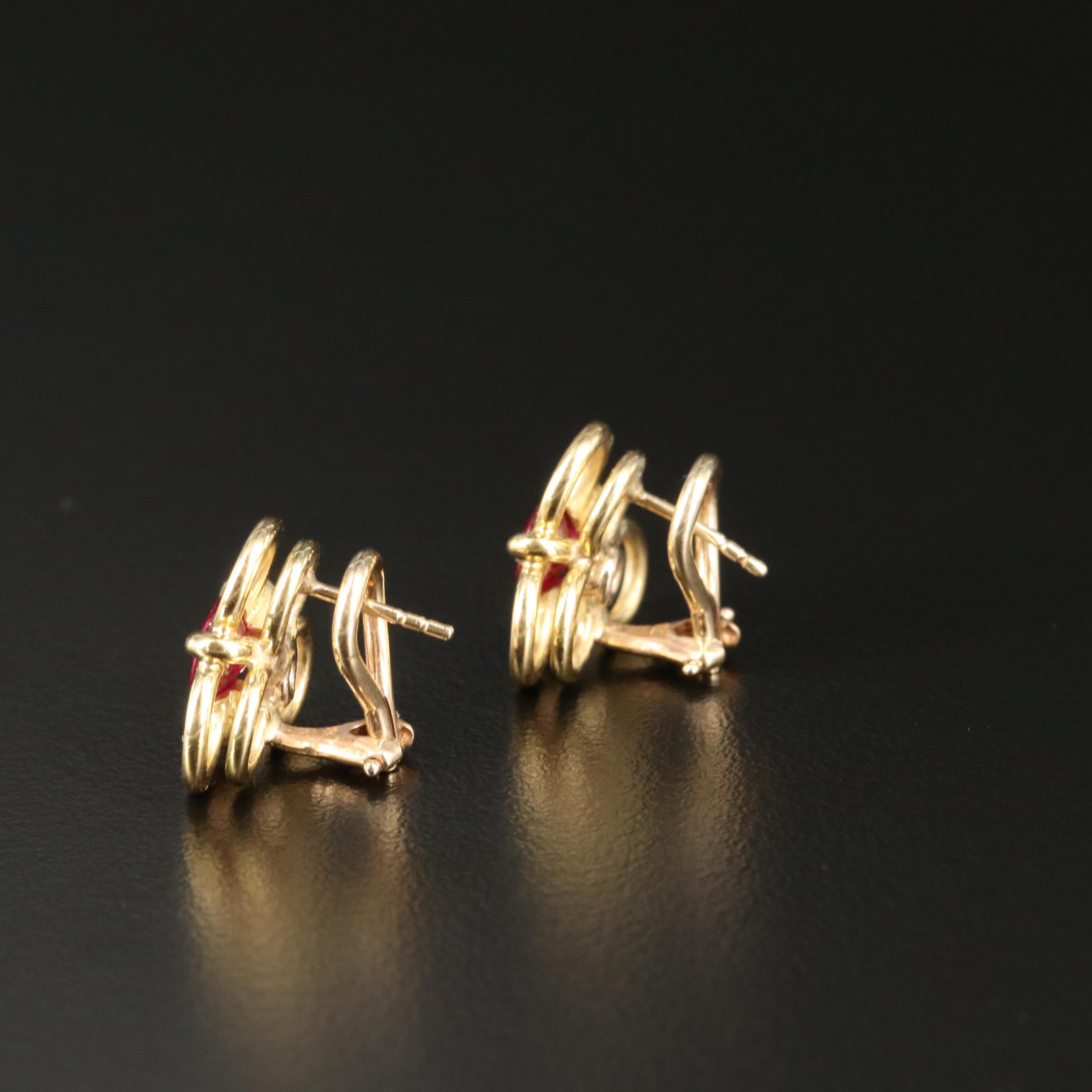 Vintage 14K Ruby Trefoil Earrings