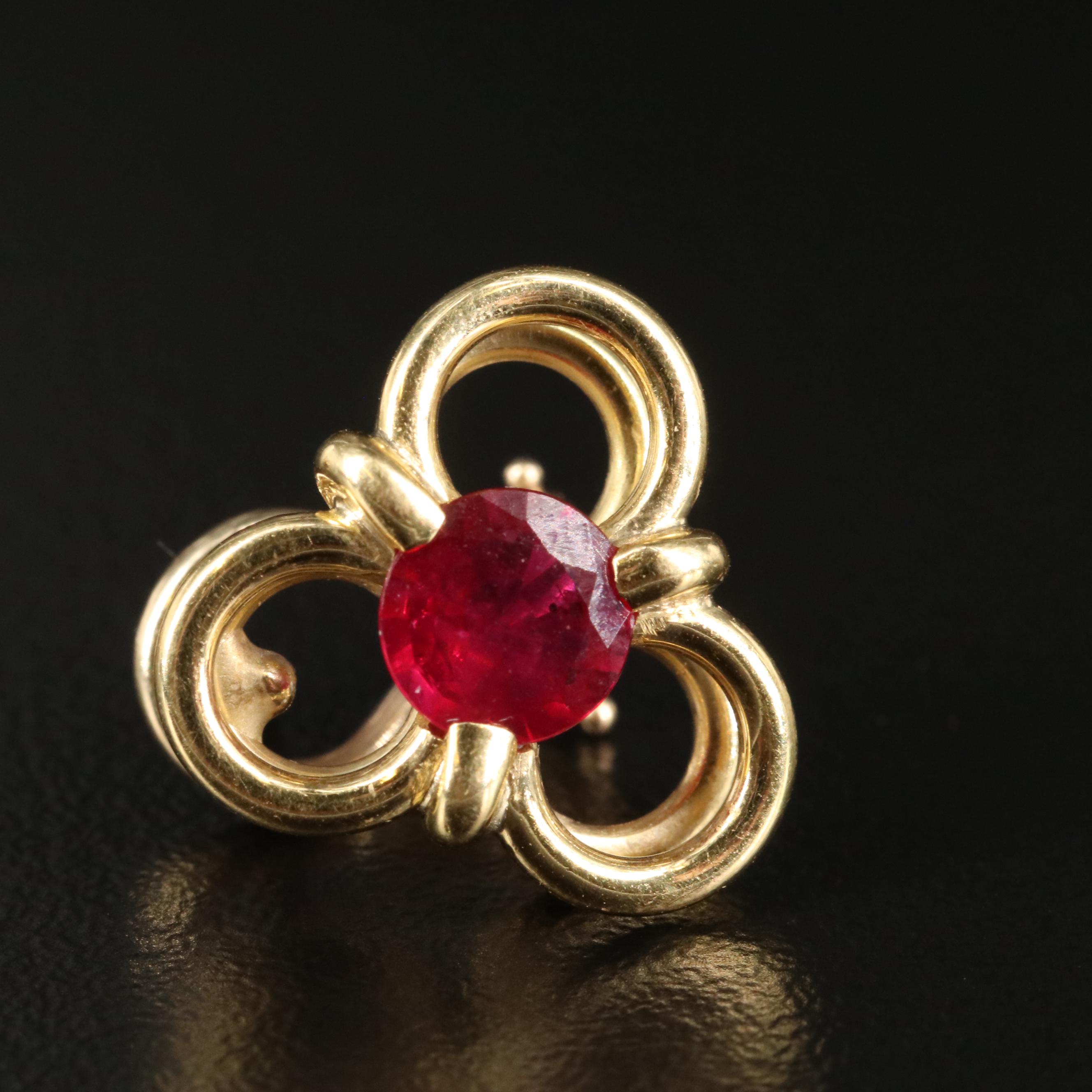 Vintage 14K Ruby Trefoil Earrings