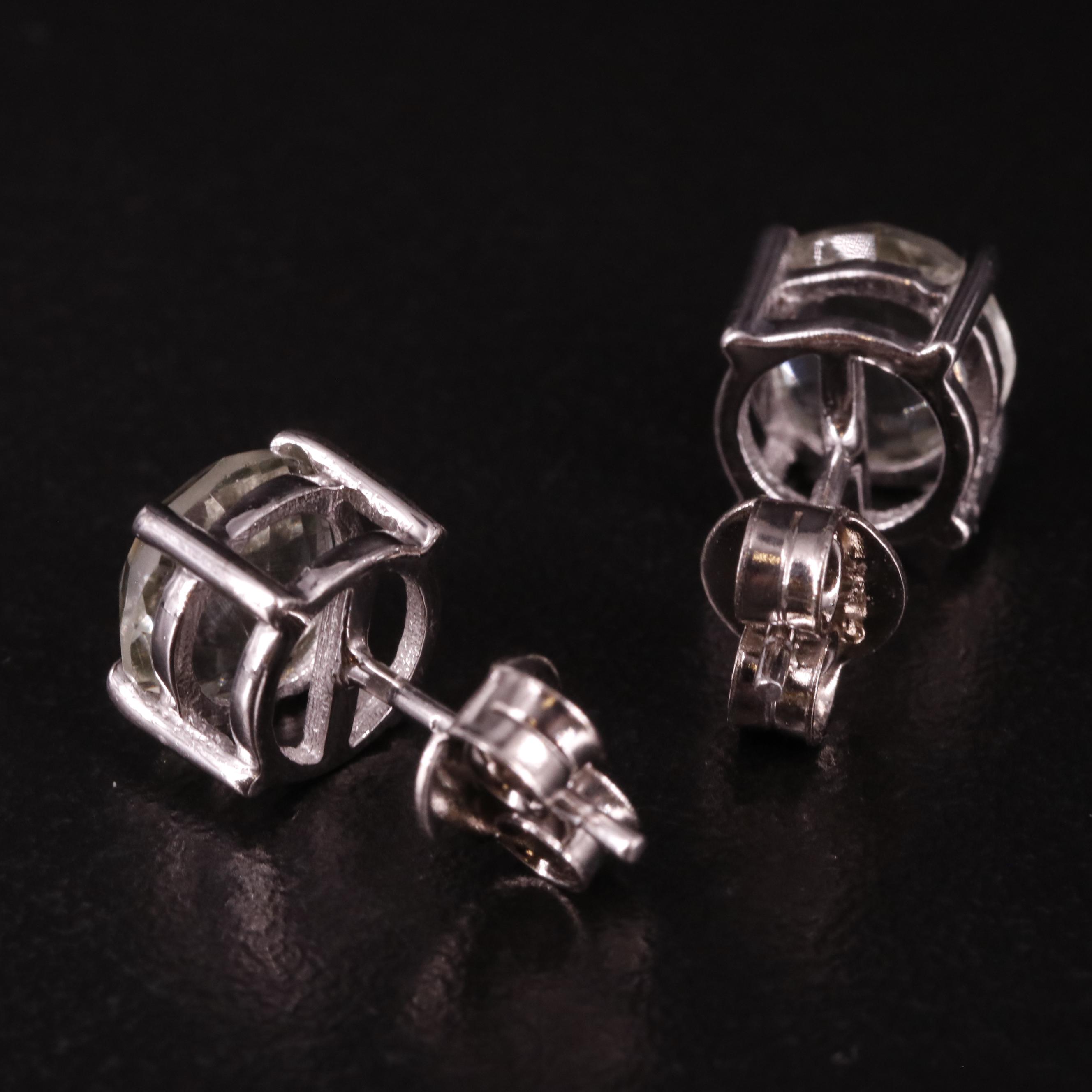 Sterling Prasiolite Stud Earrings