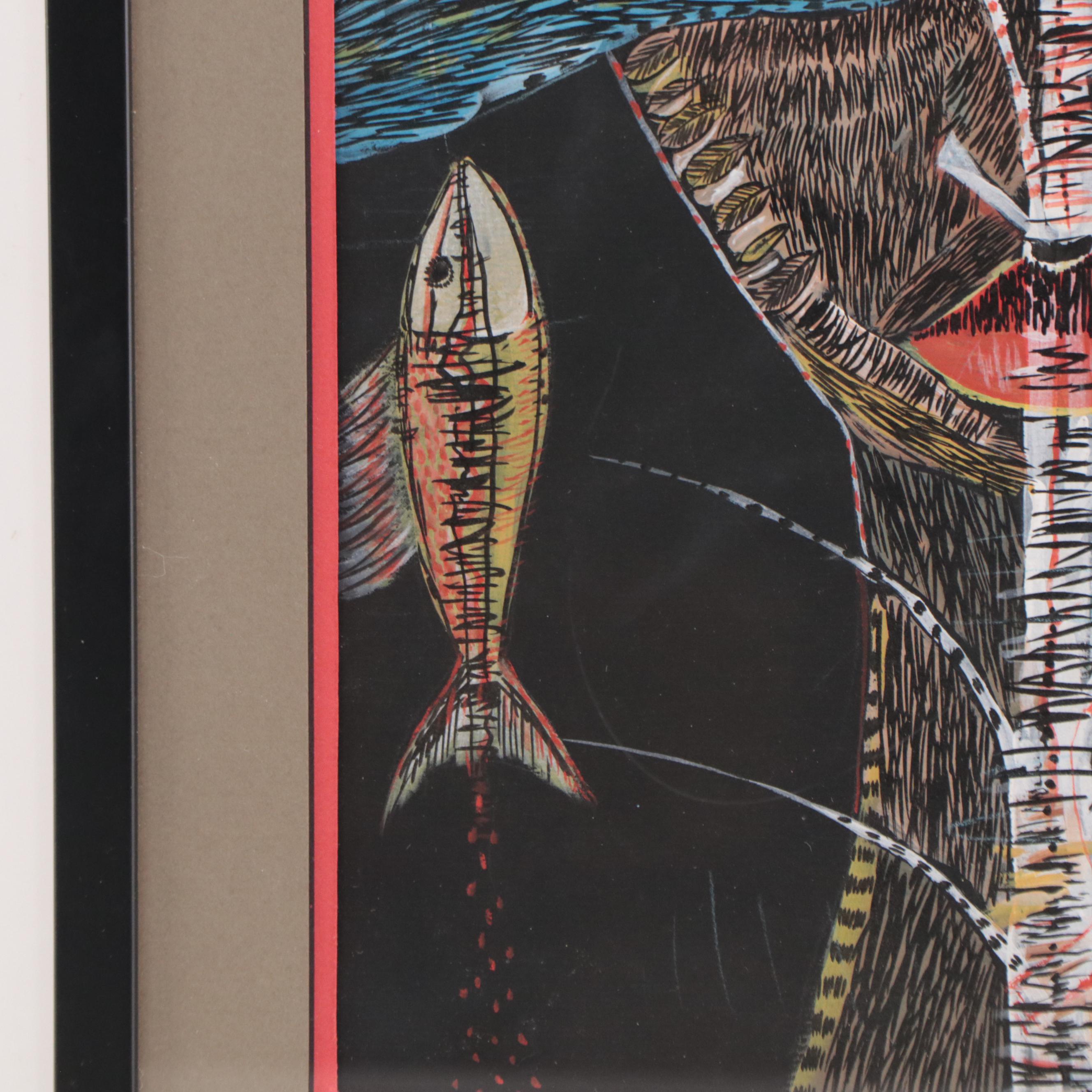 Stylized Figurative Watercolor Painting, 2004