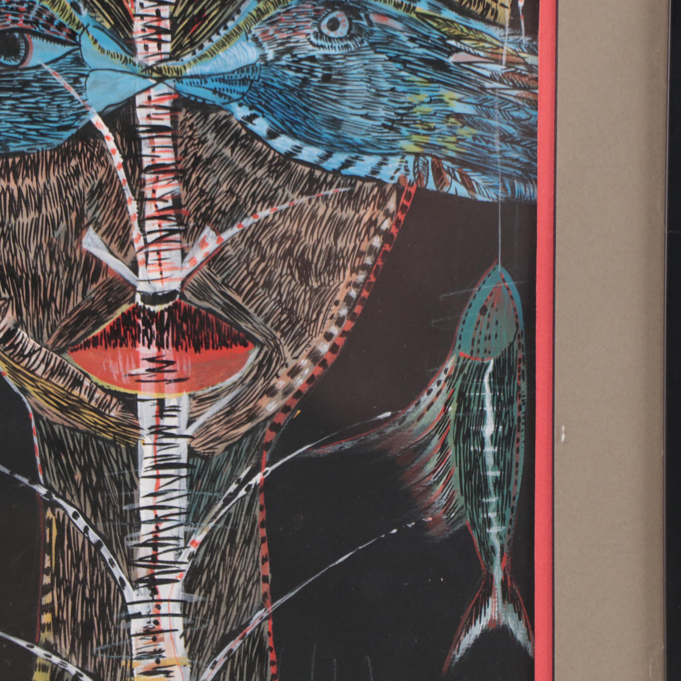 Stylized Figurative Watercolor Painting, 2004