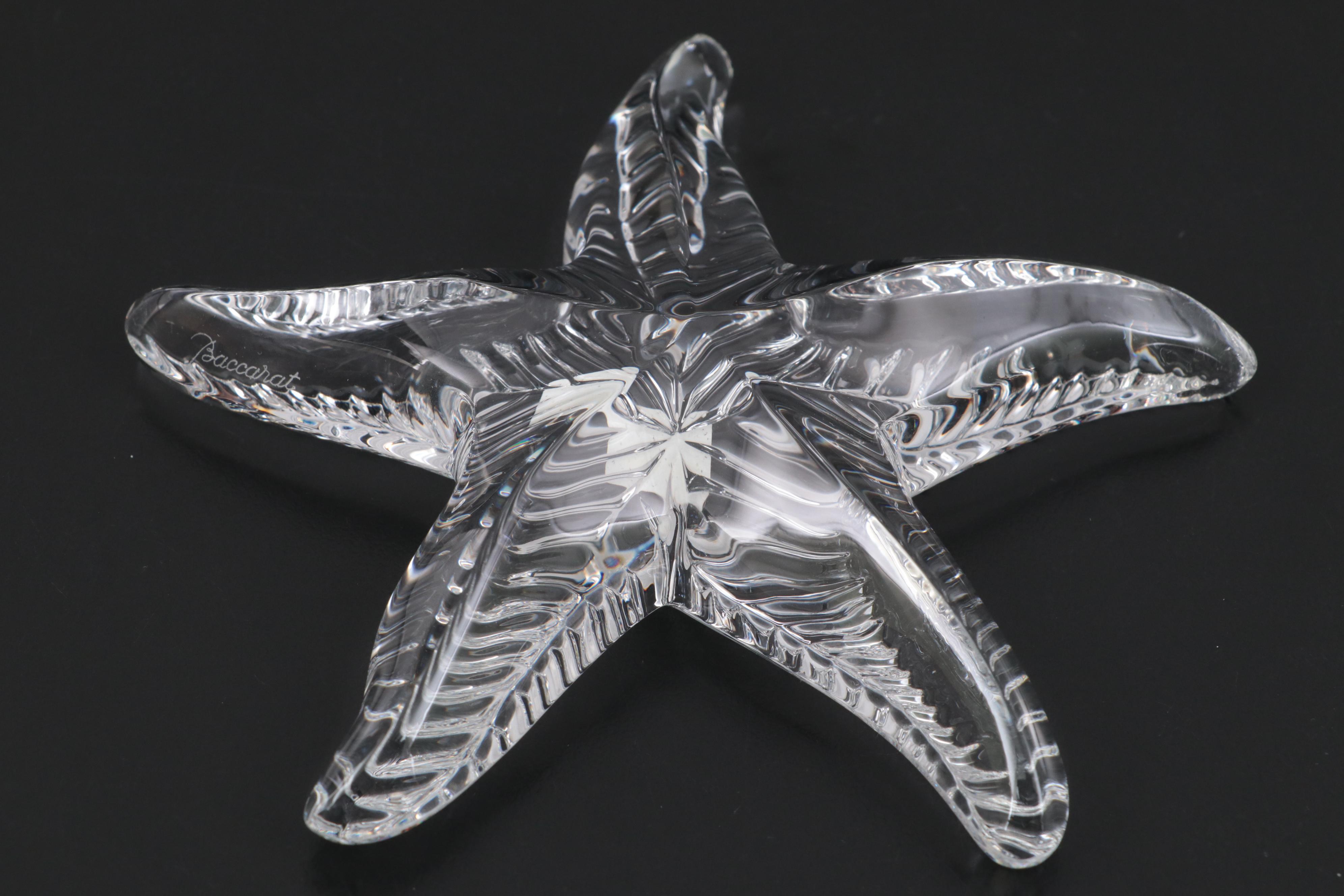 Baccarat Crystal Zodiac Dragon and Star Fish Figurines