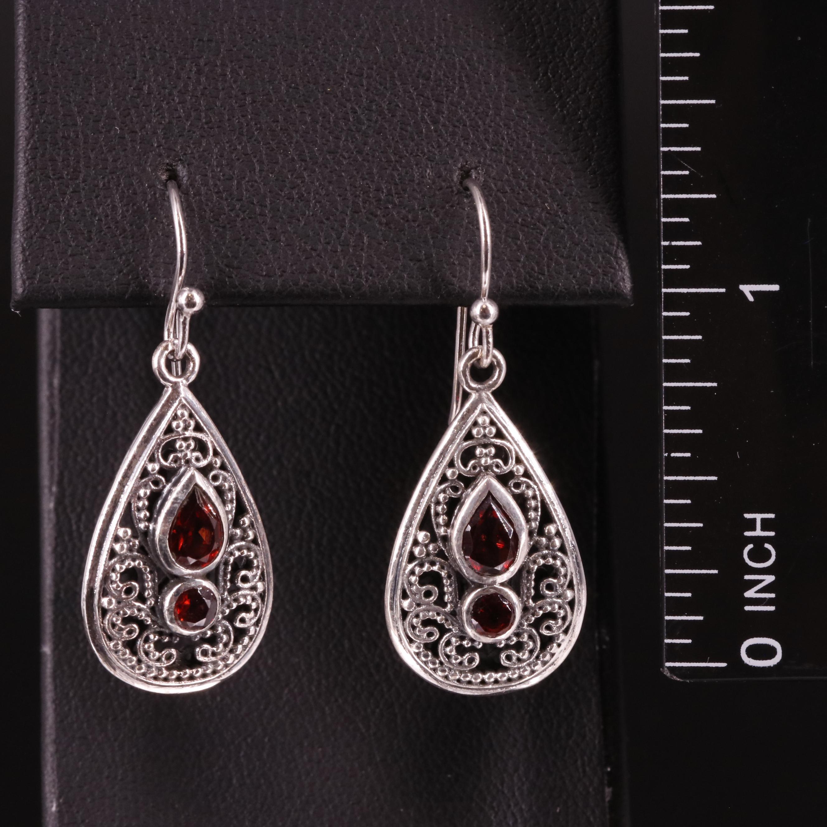 Sterling Garnet Drop Earrings