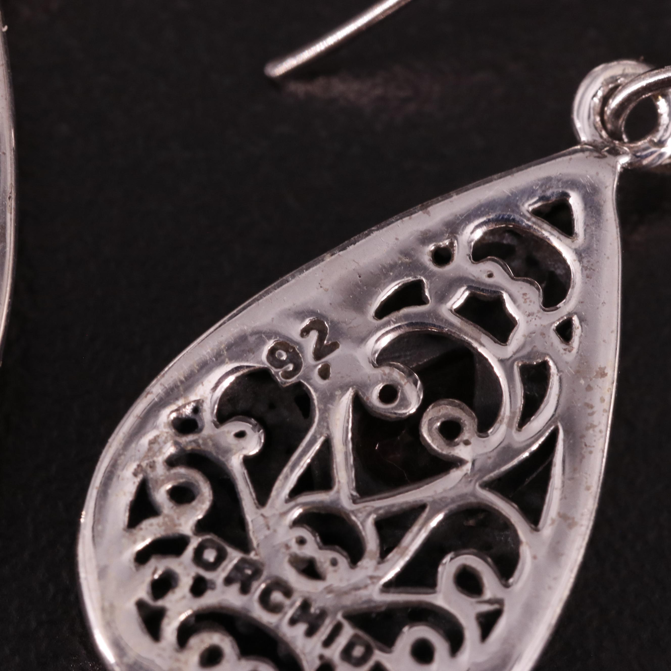 Sterling Garnet Drop Earrings