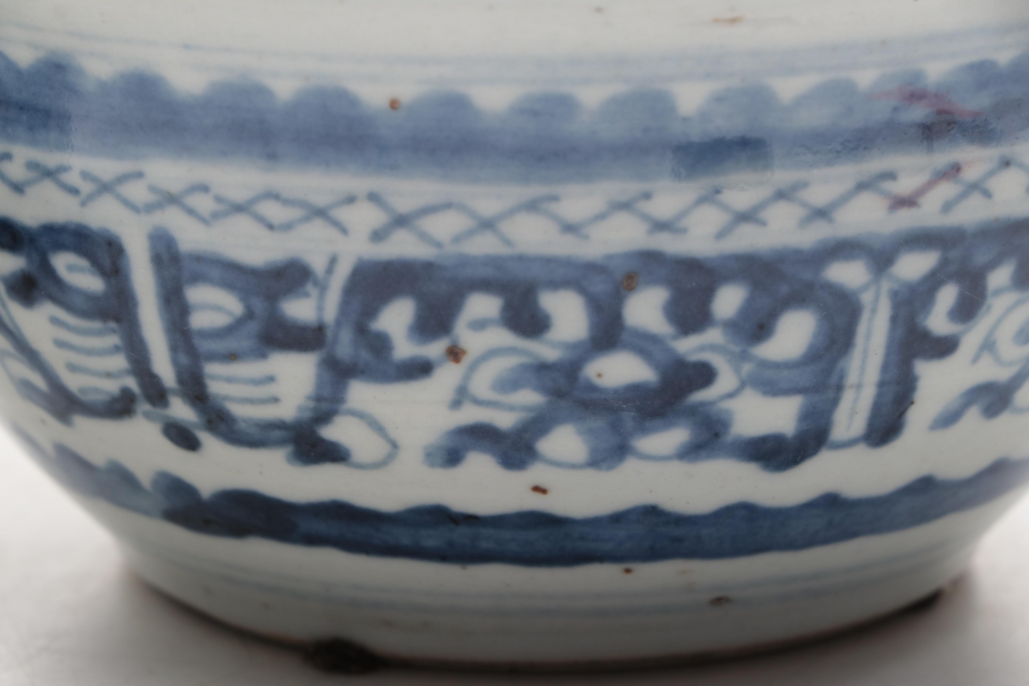 Chinese Hand-Painted Blue and White Porcelain Planters