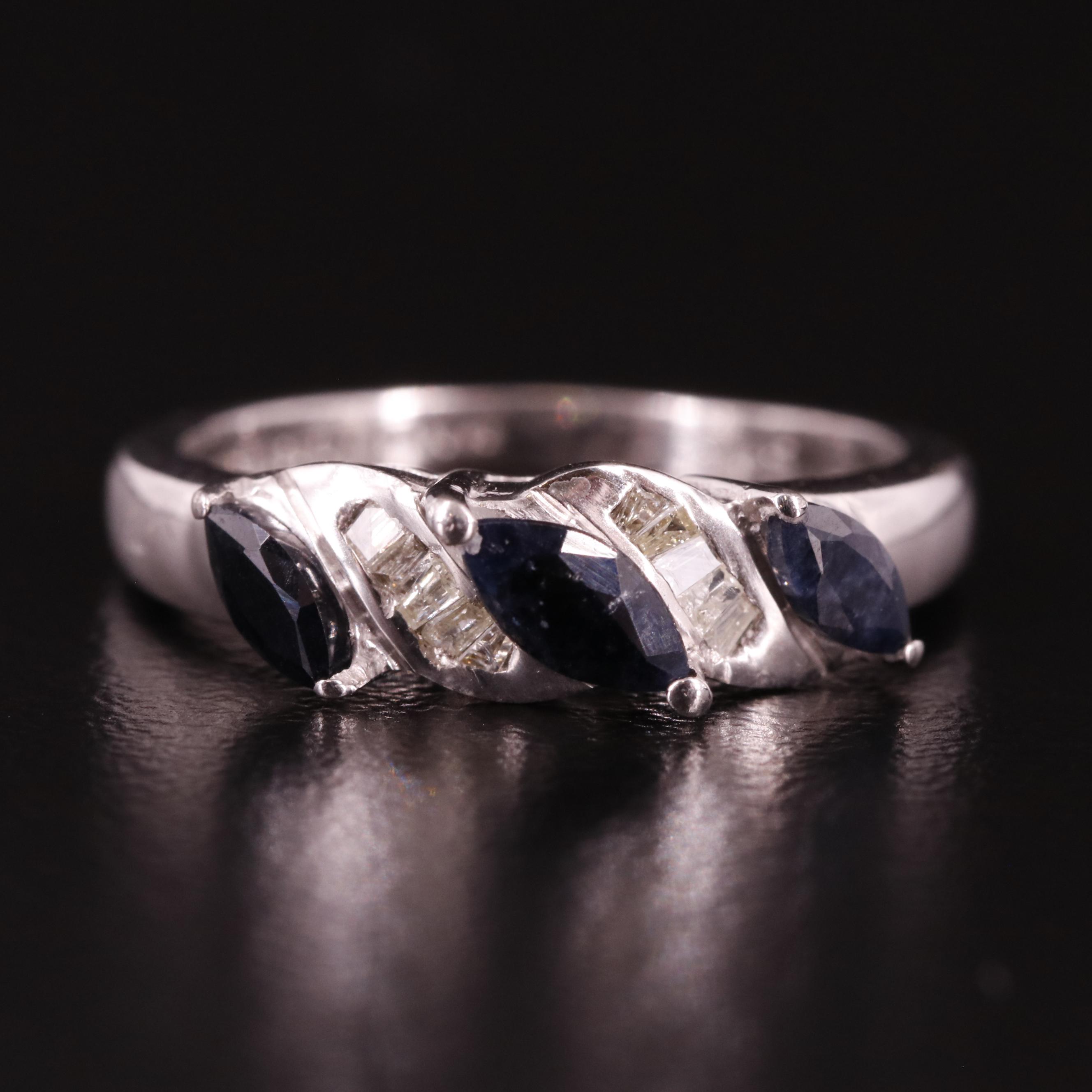 Sterling Diamond and Sapphire Band