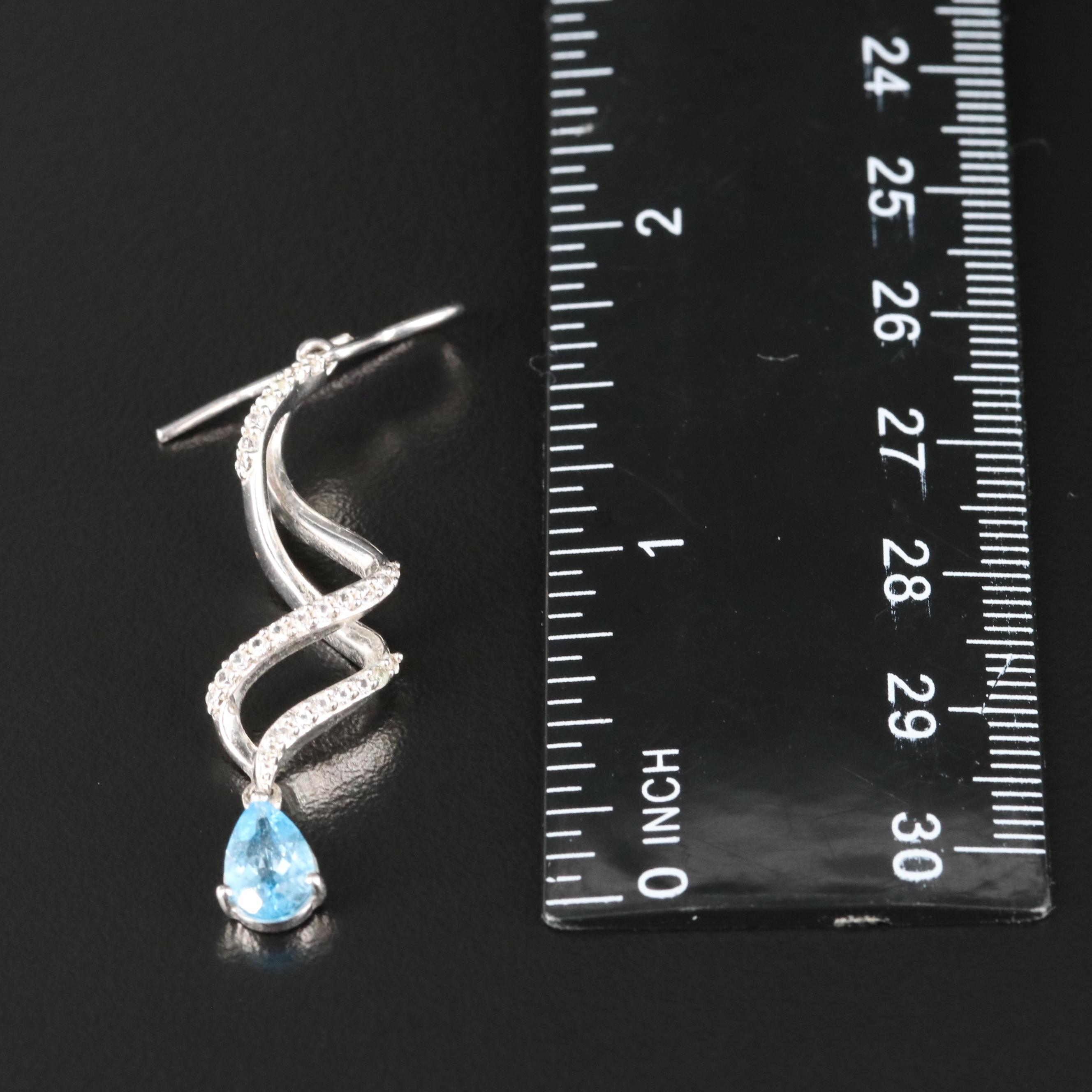 Sterling Topaz and Sapphire Spiral Twist Earrings