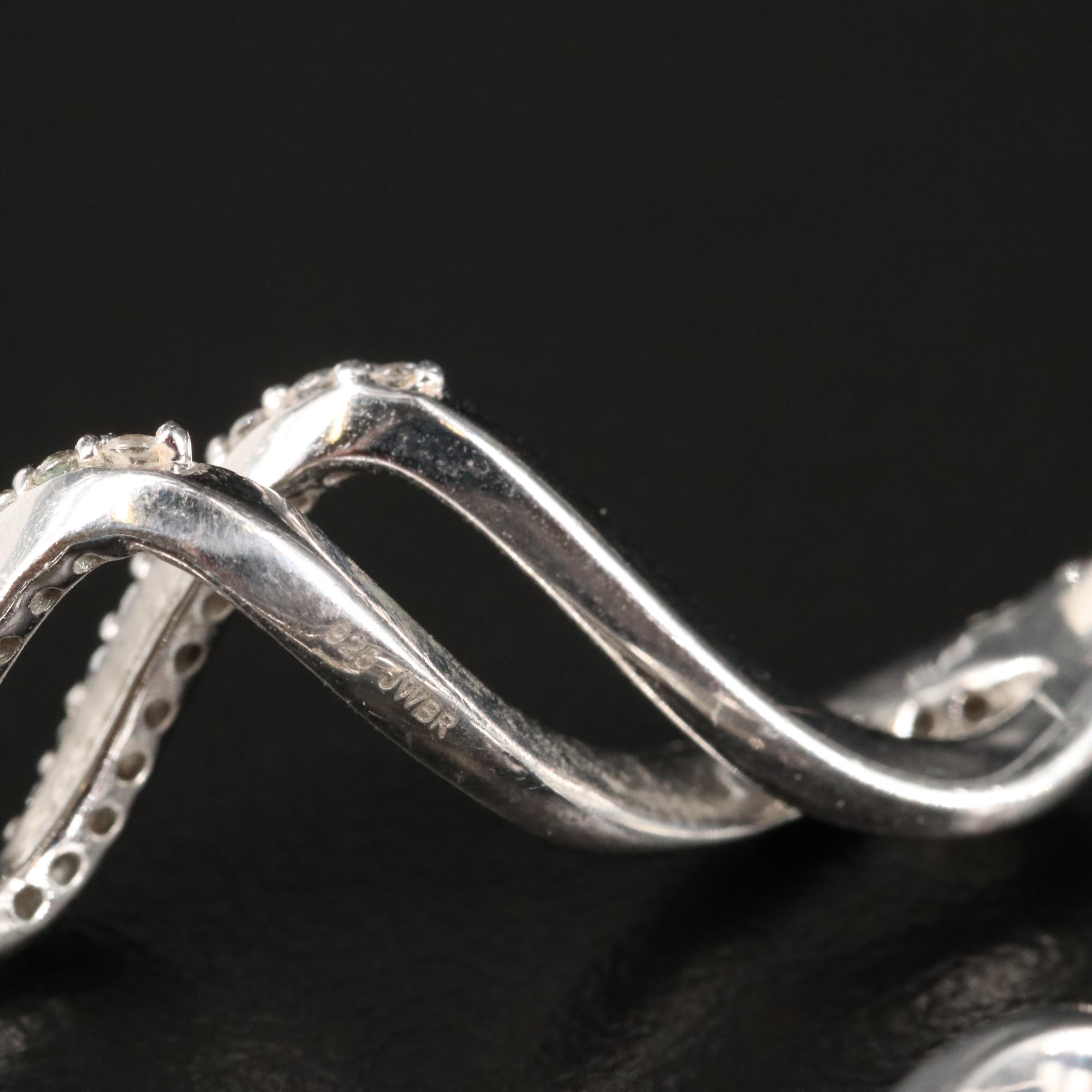 Sterling Topaz and Sapphire Spiral Twist Earrings