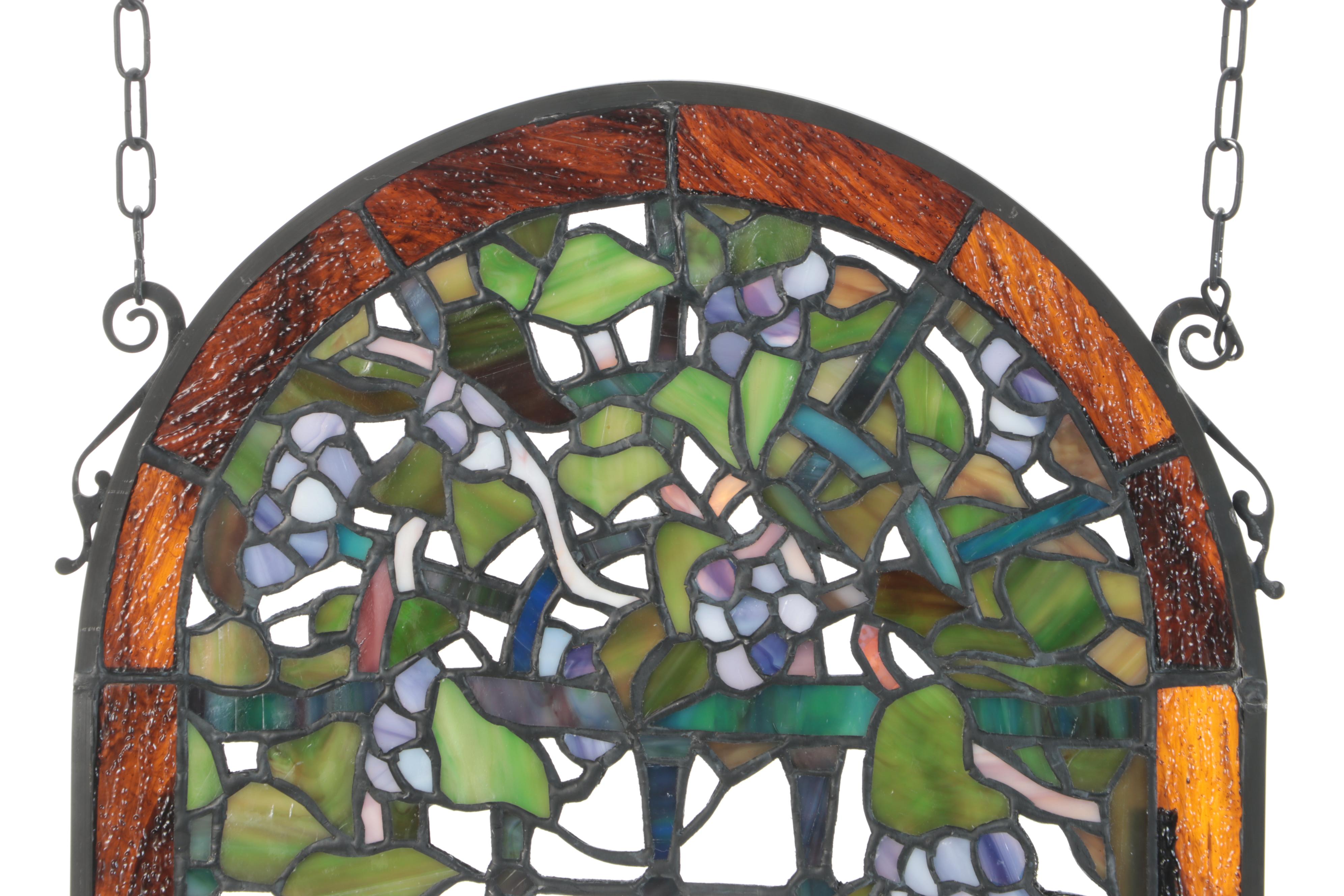 Wisteria Pattern Stained Glass Hanging Panel