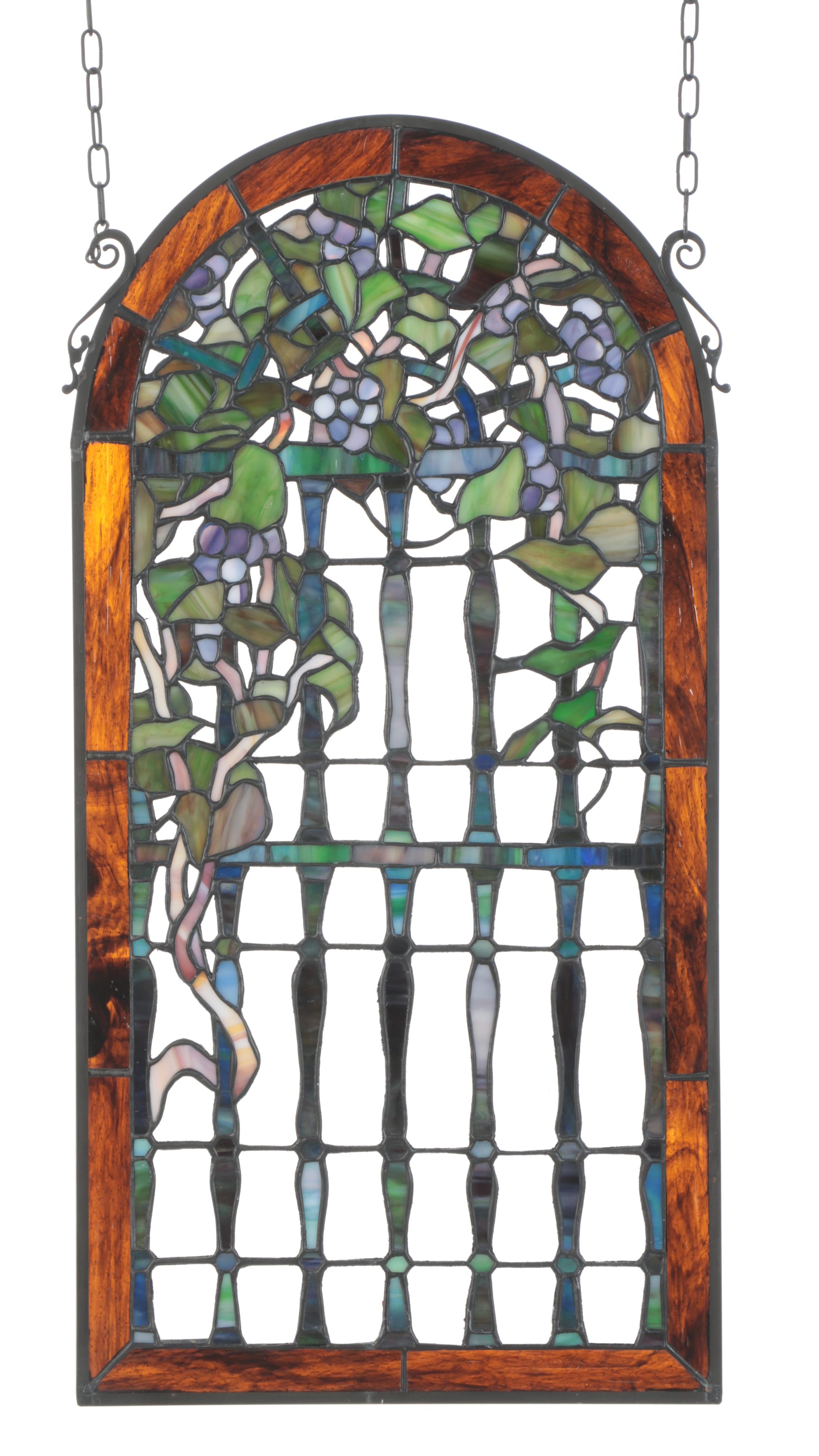 Wisteria Pattern Stained Glass Hanging Panel