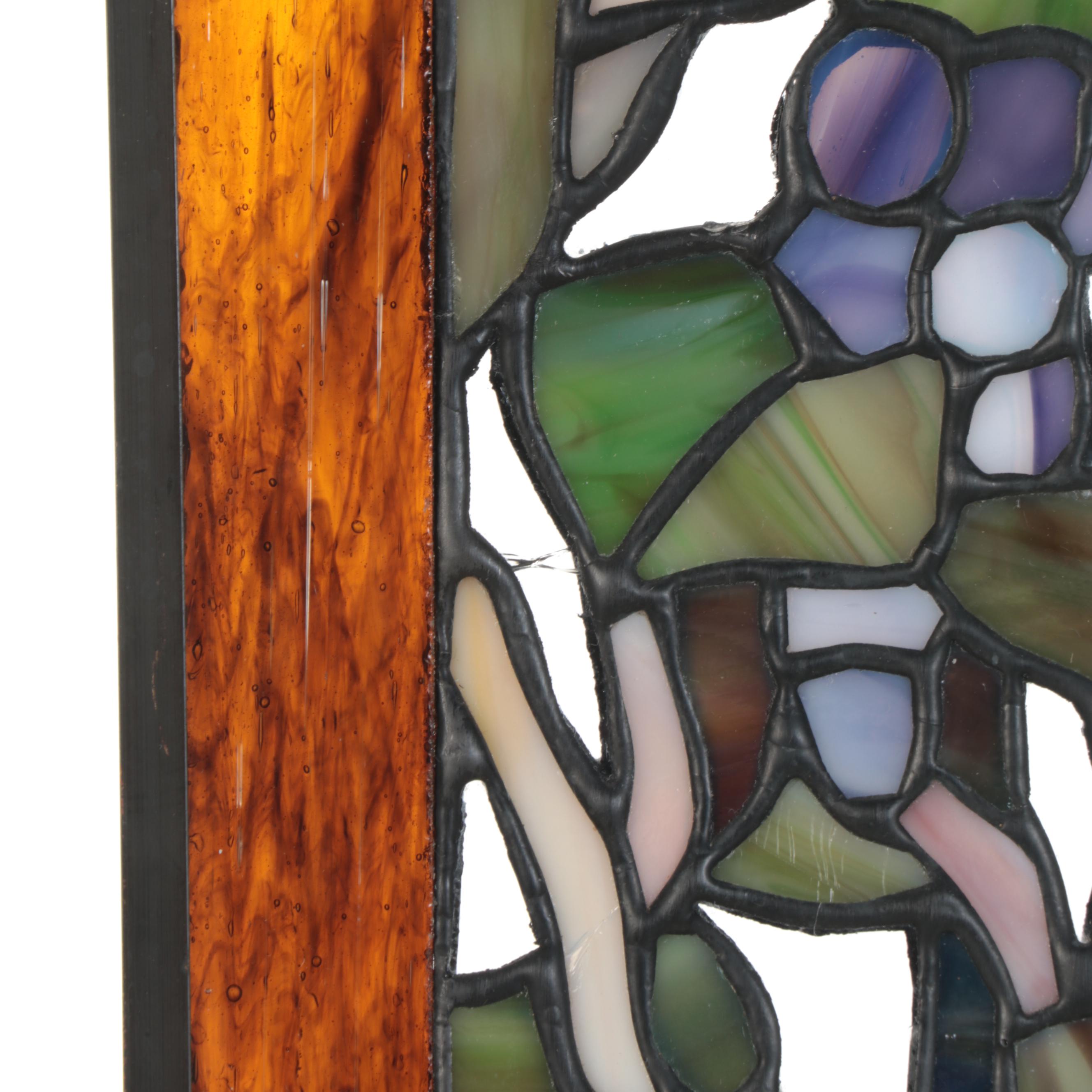 Wisteria Pattern Stained Glass Hanging Panel