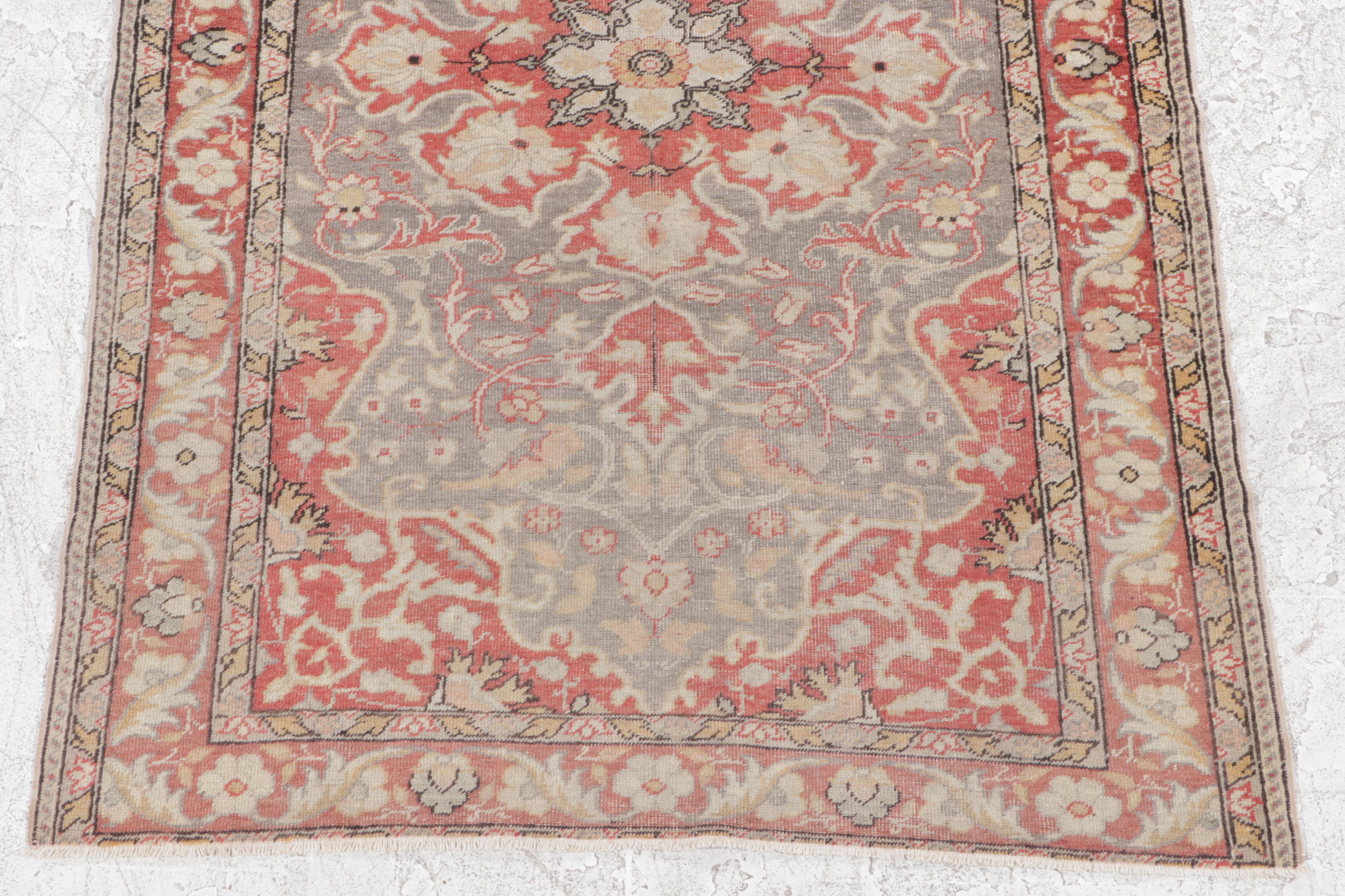 4'1 x 6' Hand-Knotted Turkish Hereke Area Rug