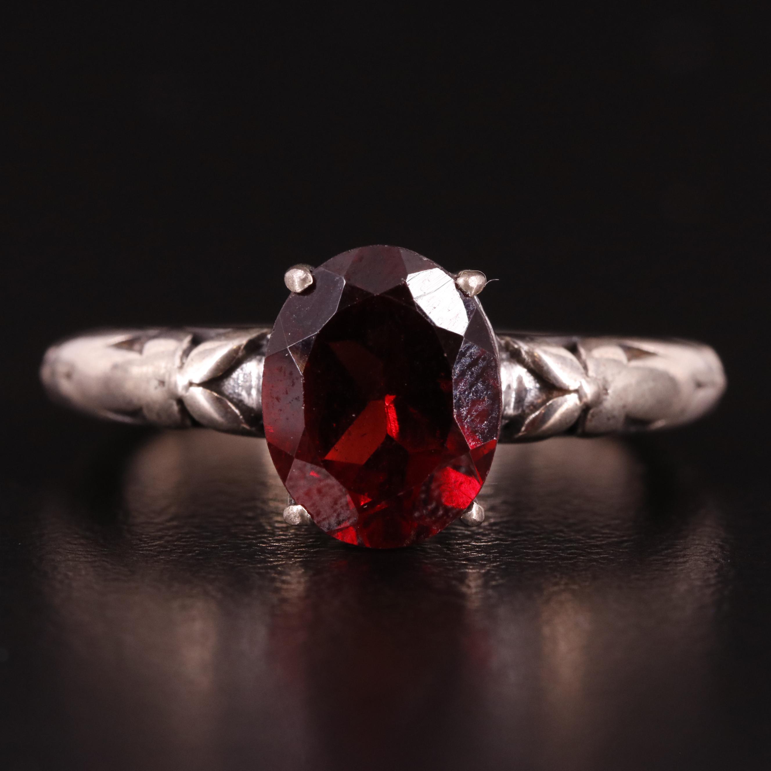 Sterling Oval Garnet Ring