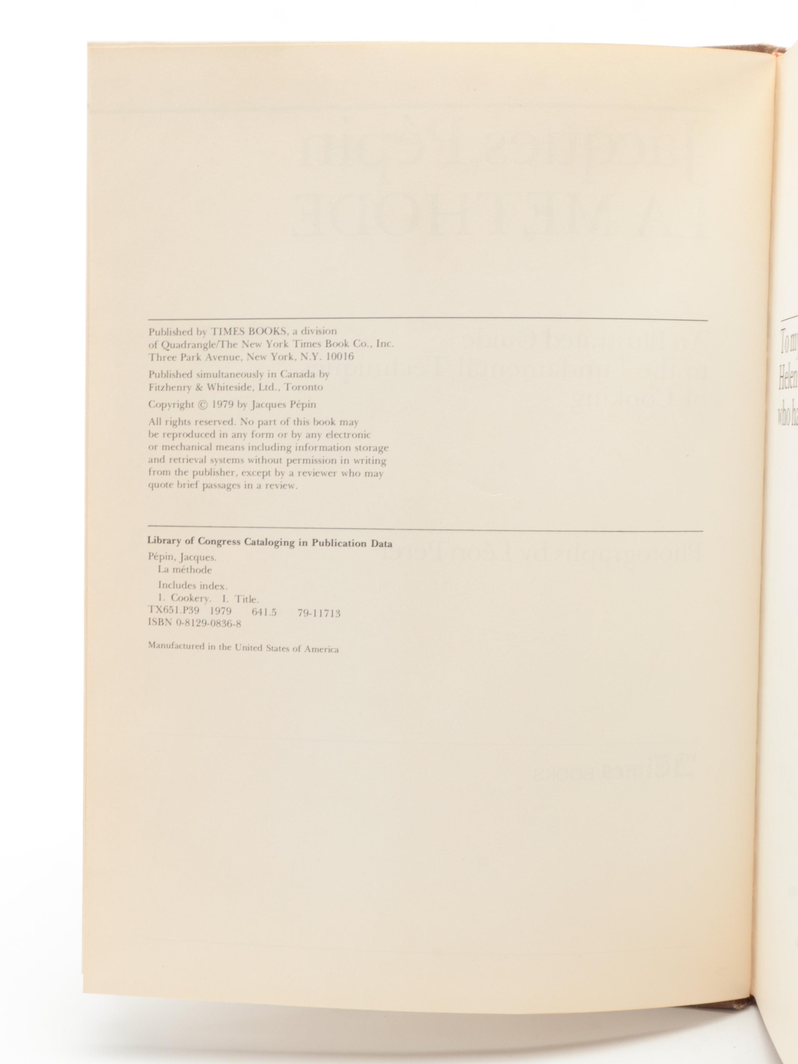 Signed "La Technique" by Jacques Pépin and Other French Cookbooks