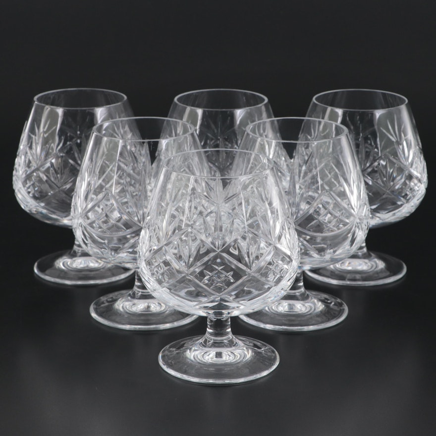 Cut Fan and Criss-Cross Pattern Glass Brandy Snifters