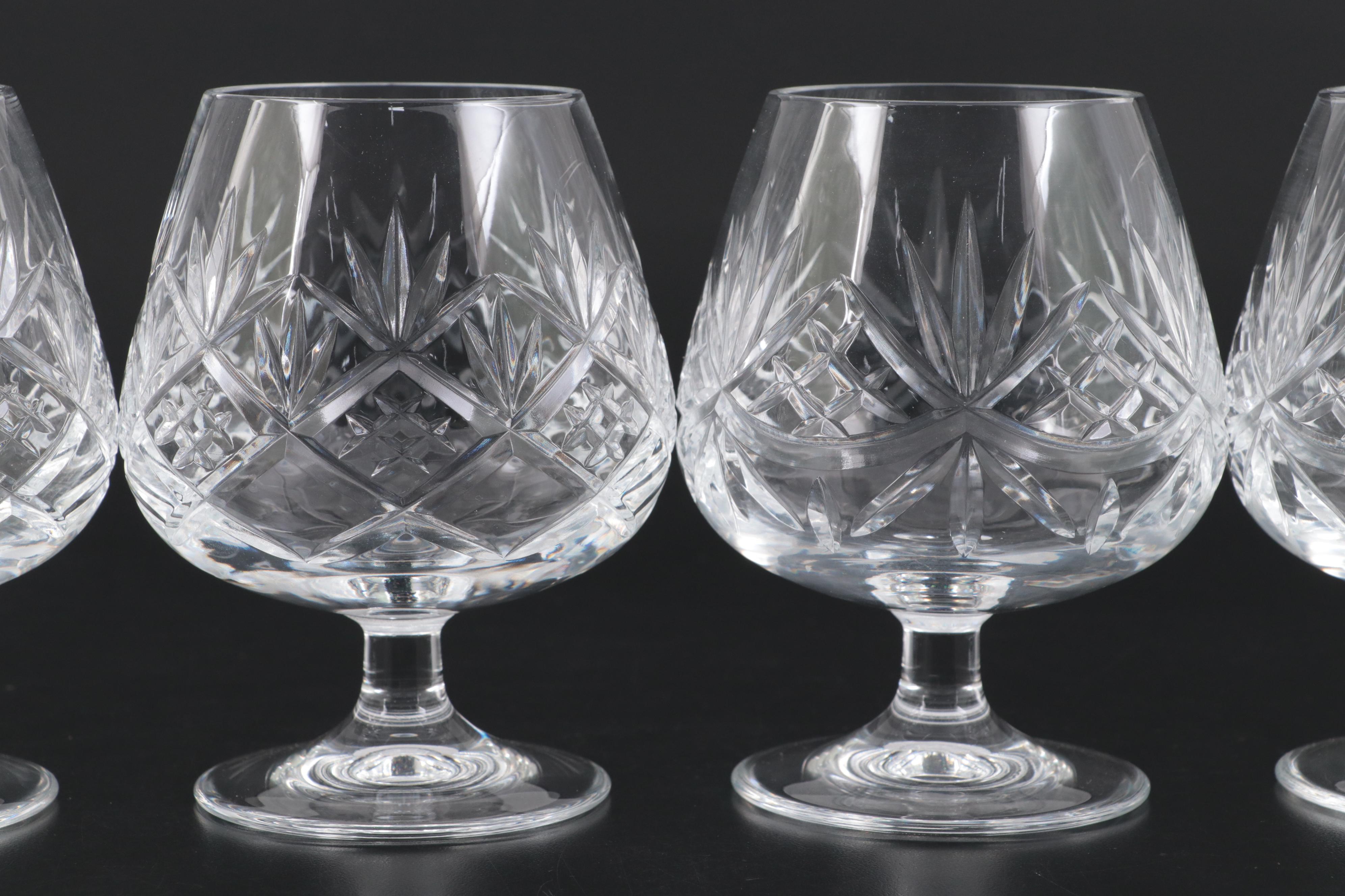 Cut Fan and Criss-Cross Pattern Glass Brandy Snifters