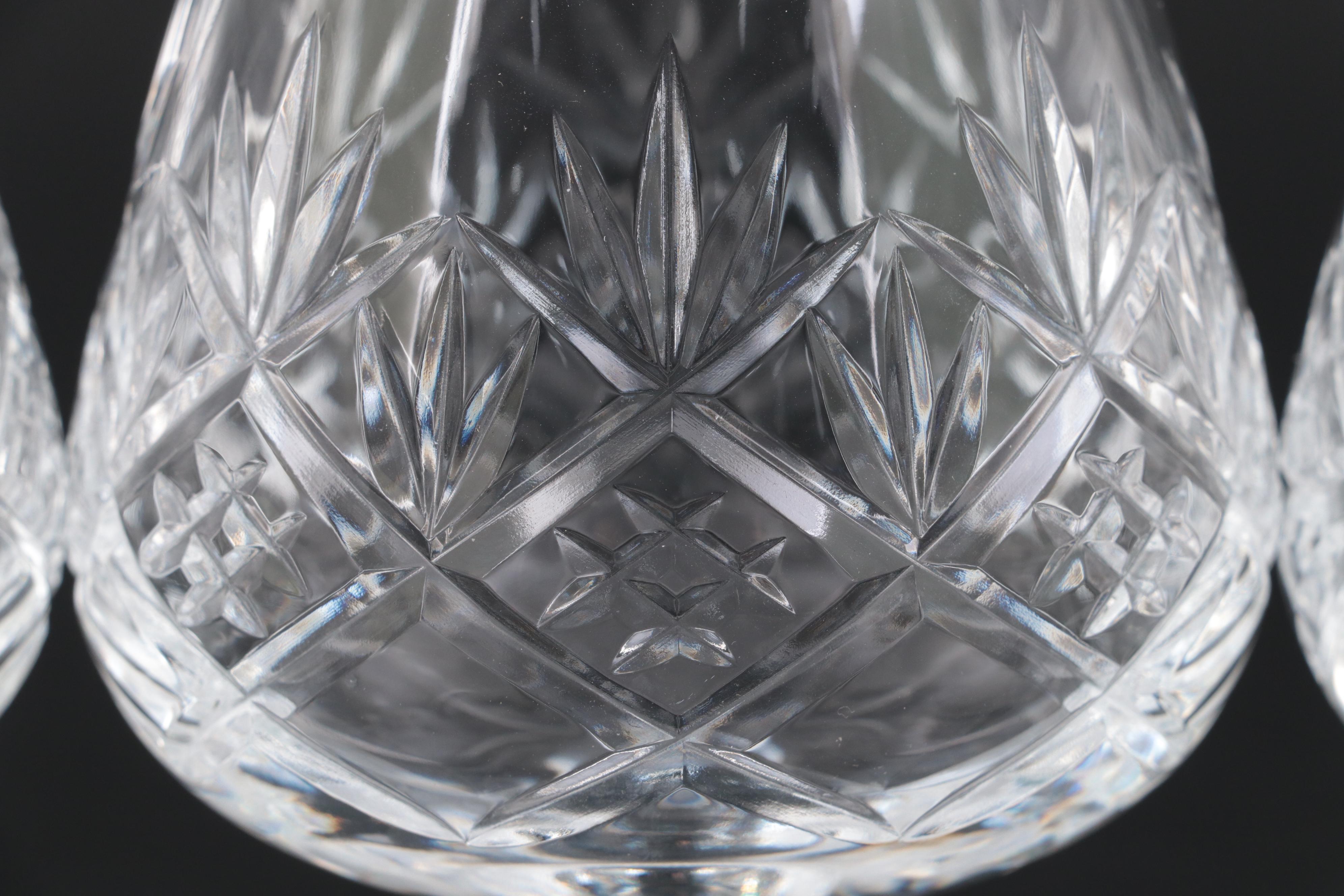 Cut Fan and Criss-Cross Pattern Glass Brandy Snifters