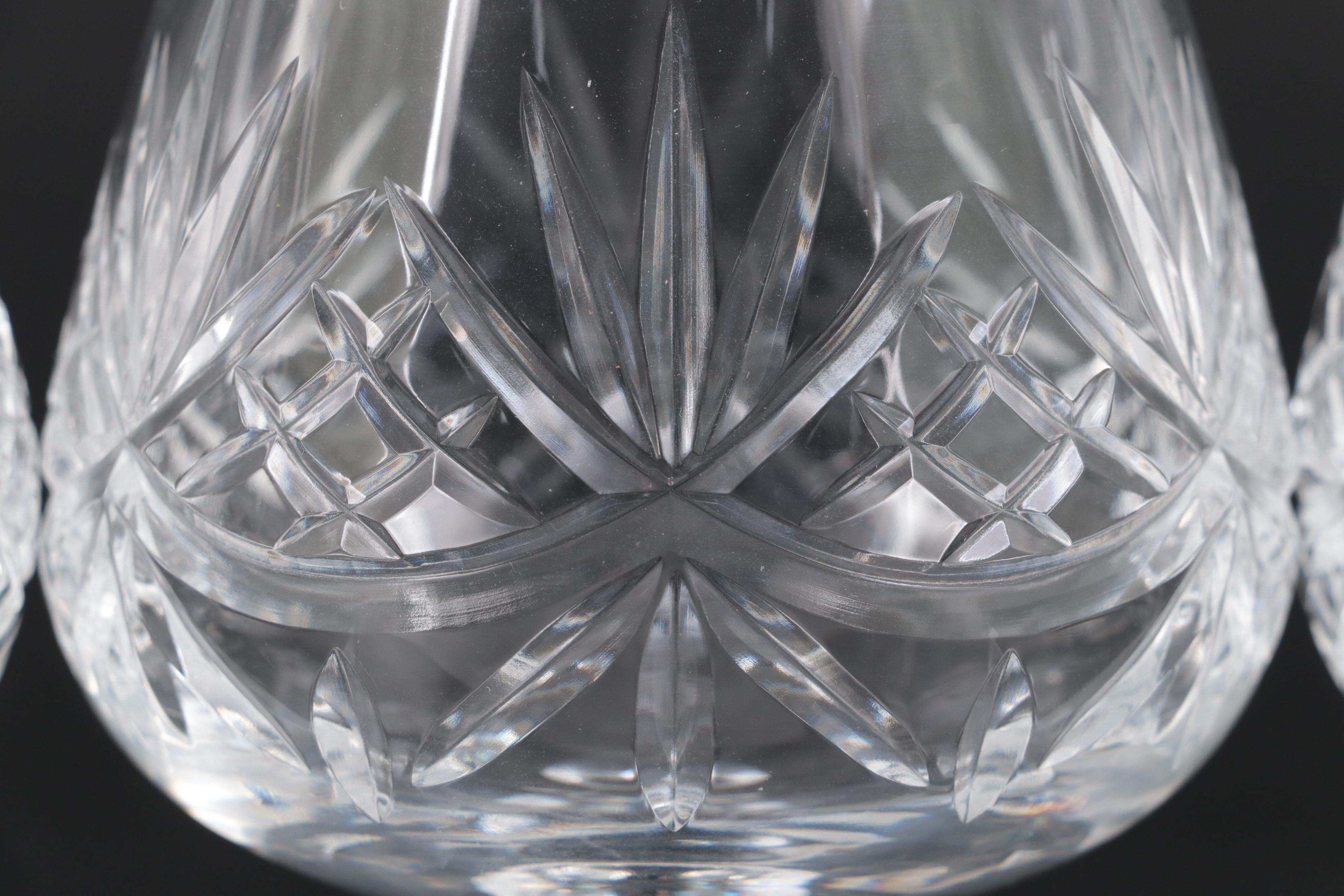 Cut Fan and Criss-Cross Pattern Glass Brandy Snifters