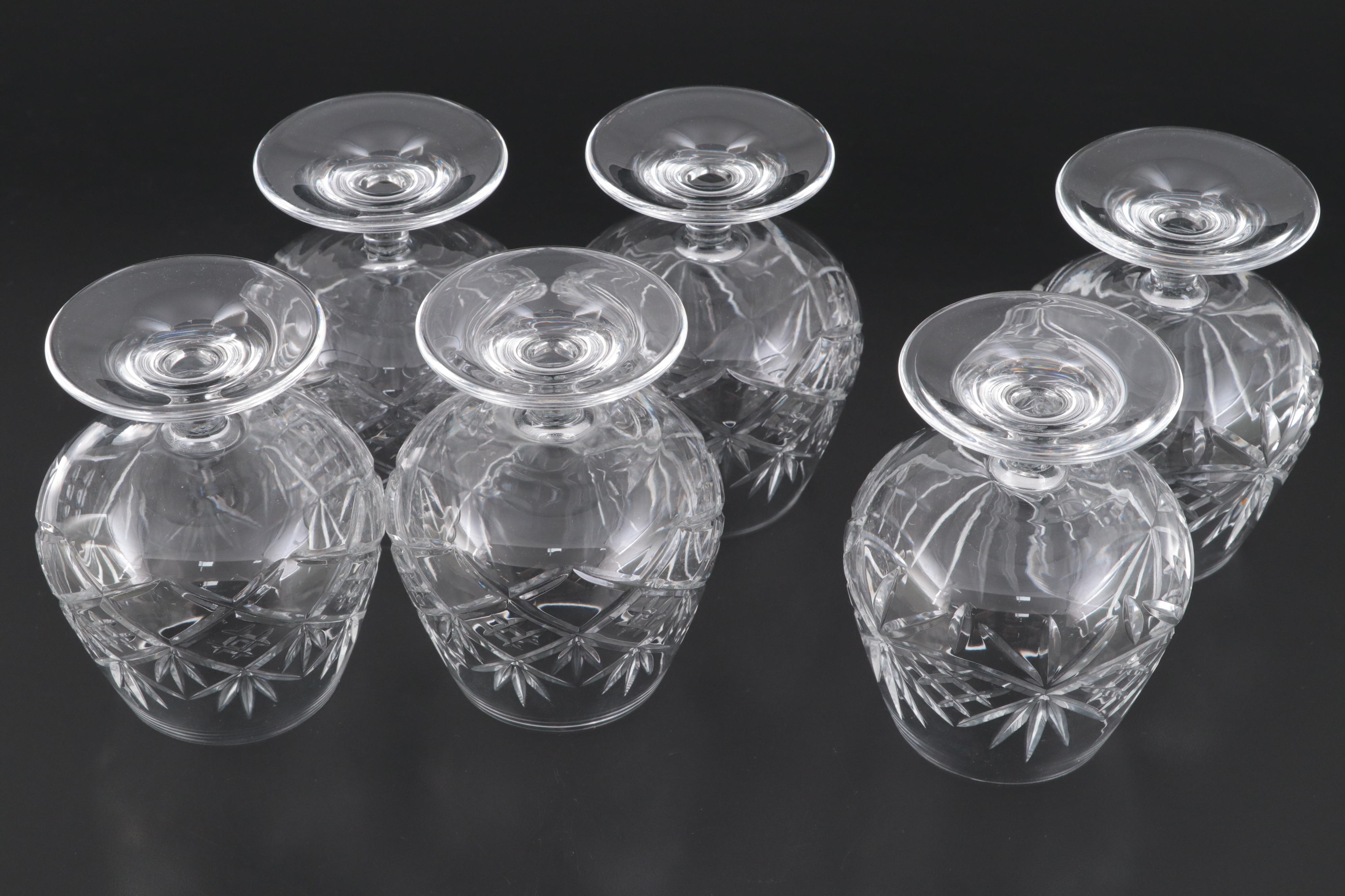 Cut Fan and Criss-Cross Pattern Glass Brandy Snifters