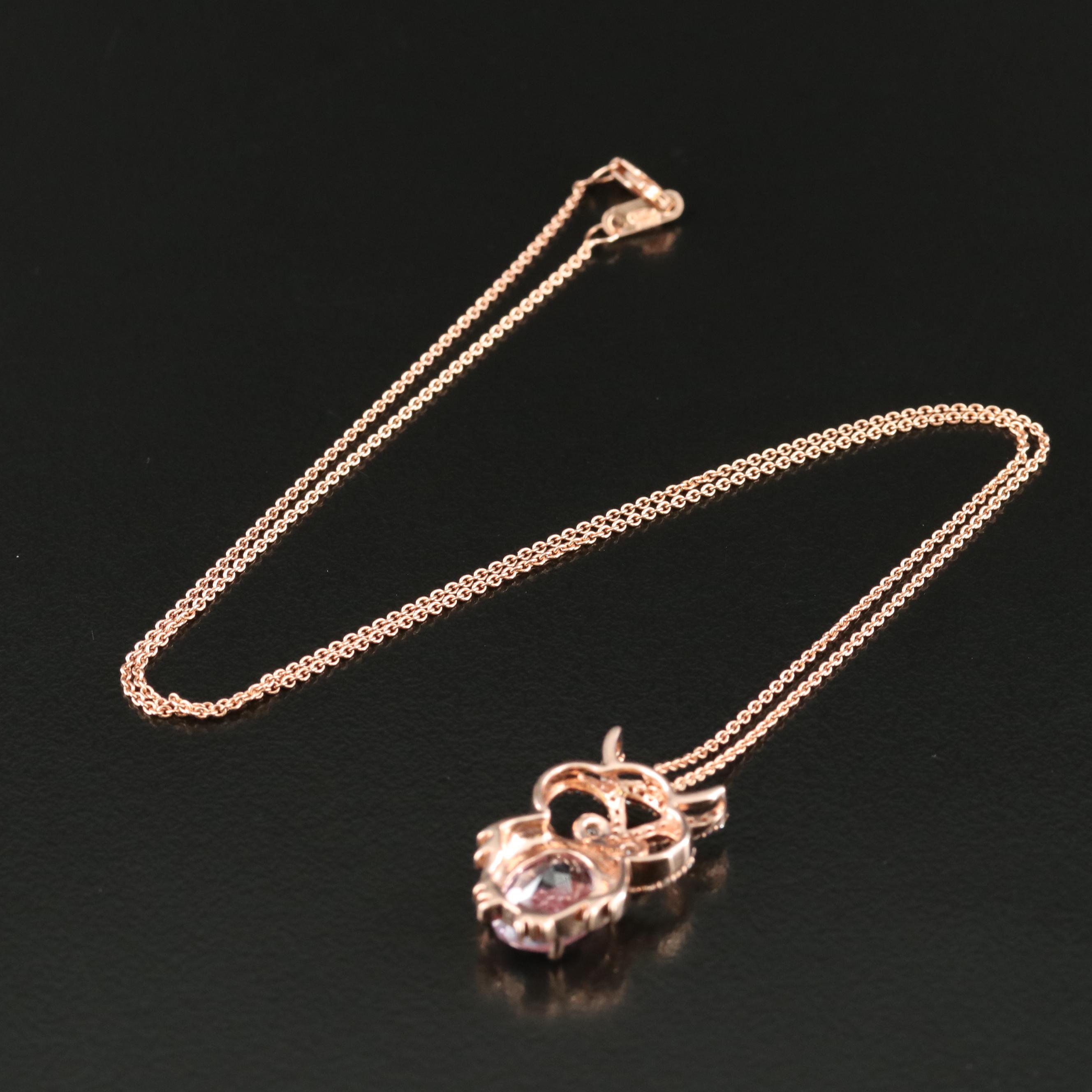 Sterling Amethyst and Sapphire Owl Pendant Necklace