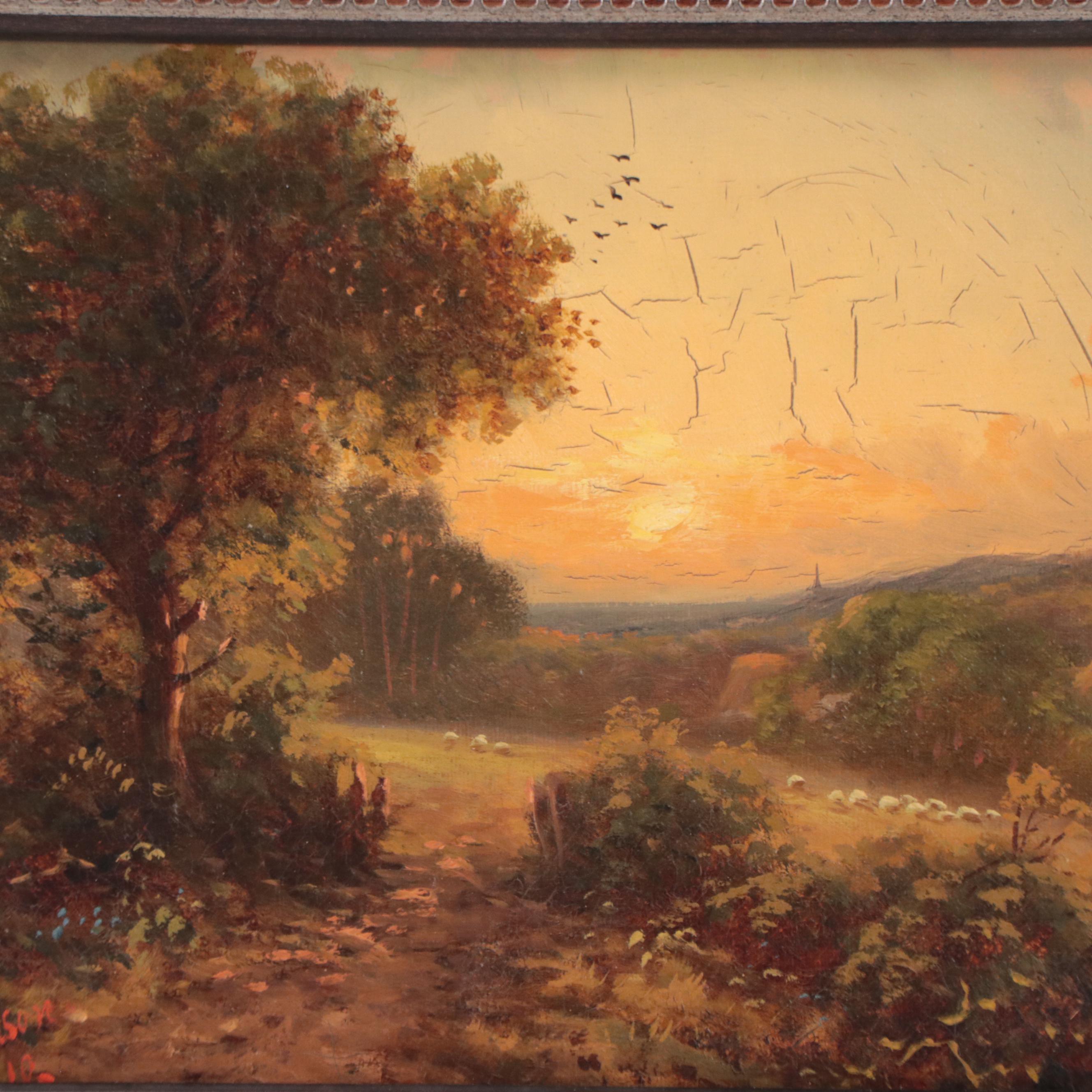 Robert Robin Fenson Oil Painting of Bucolic Landscape