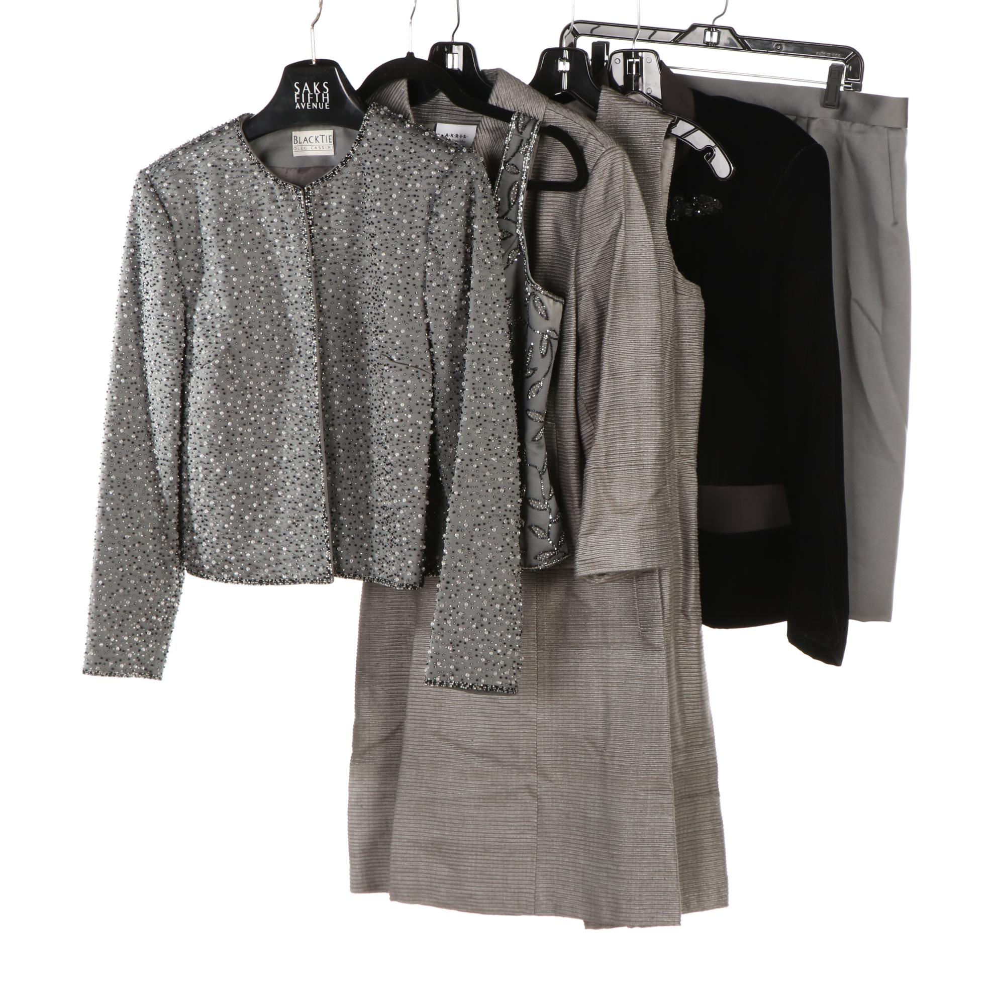 Armani Collezioni Velvet Jacket with Oleg Cassini Beaded Skirt Suit and More