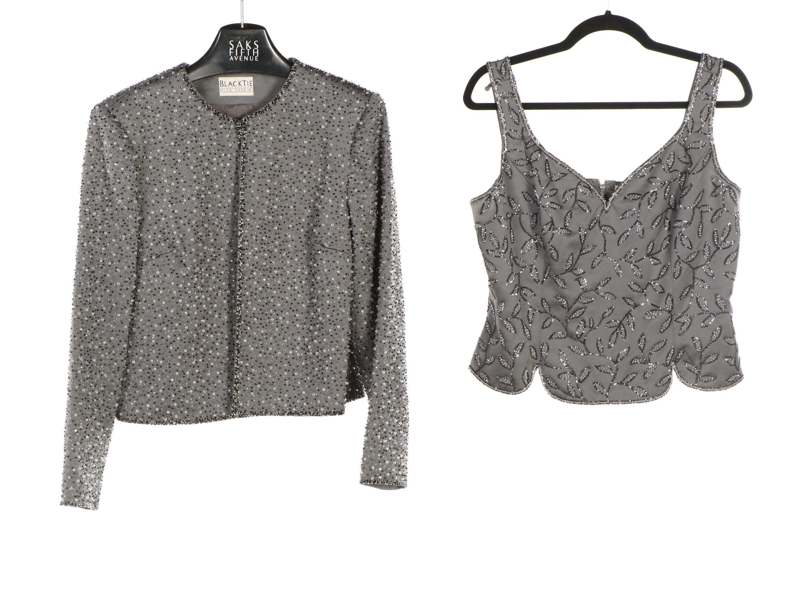 Armani Collezioni Velvet Jacket with Oleg Cassini Beaded Skirt Suit and More